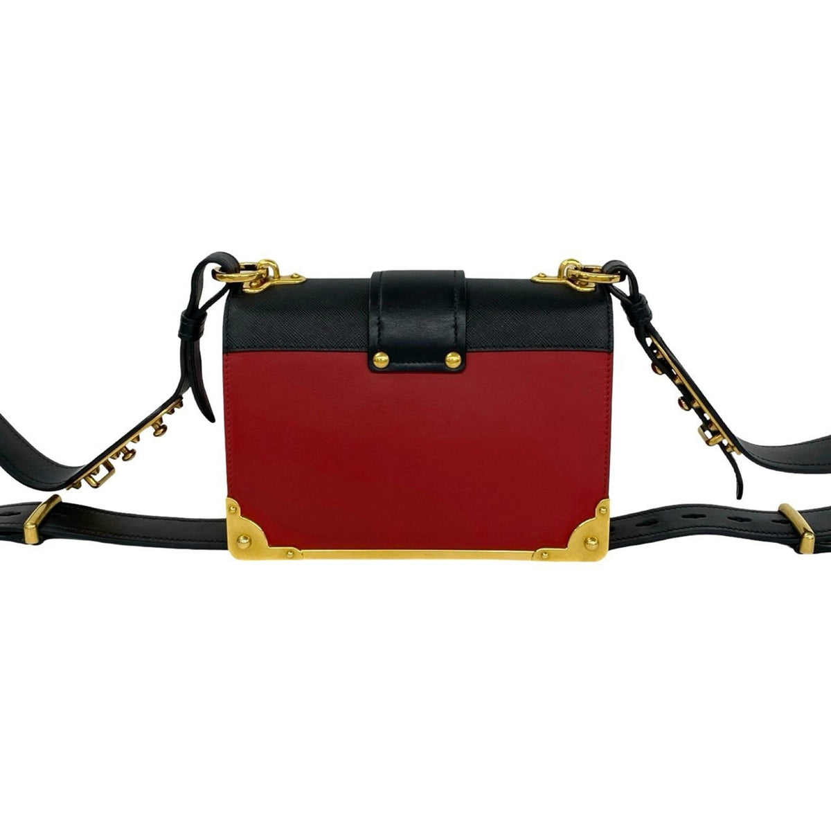 Prada Black Gold Red Color Leather Pochette Shoulder Bag (Pre-Owned)