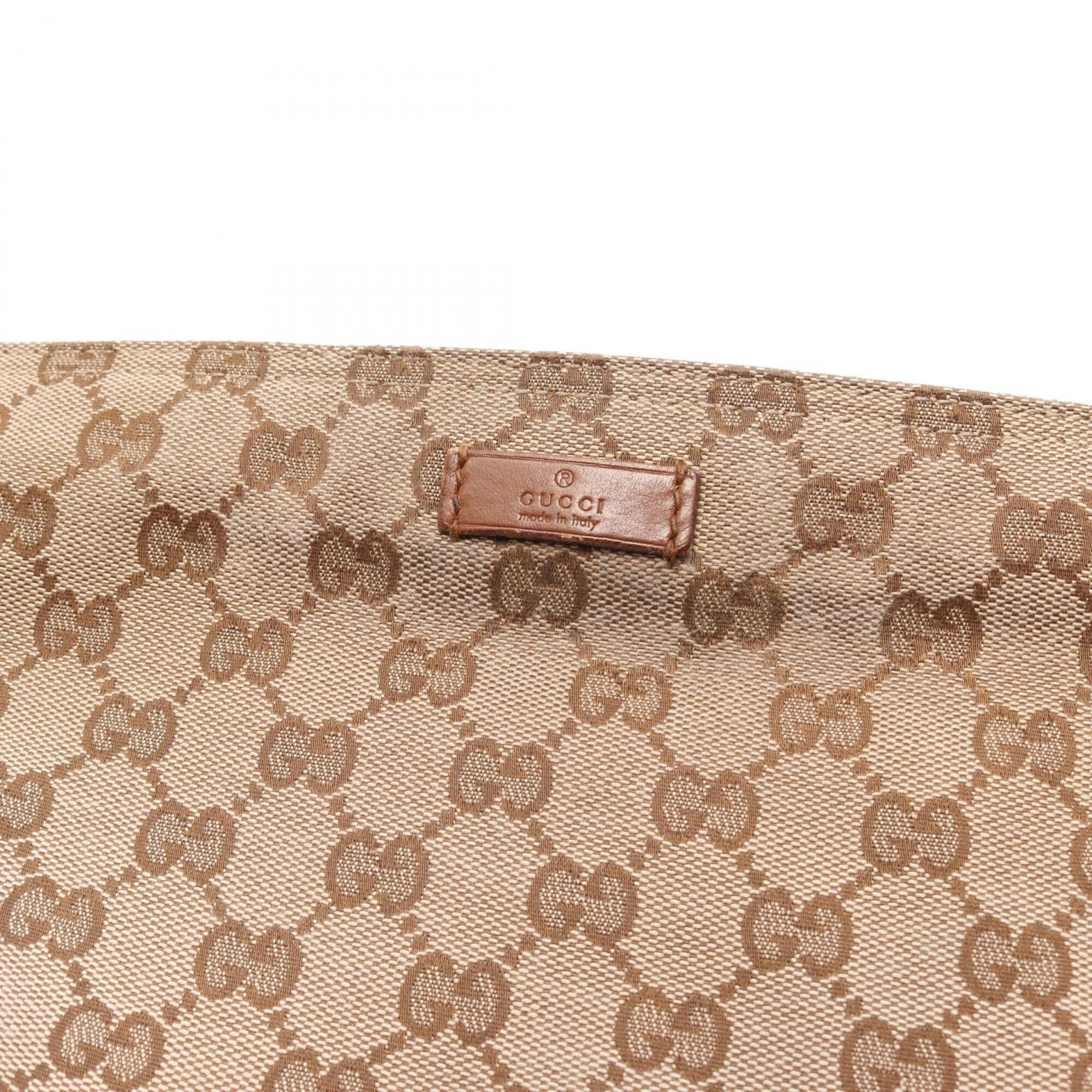 Gucci Beige Brown Gg Canvas Leather Handbag Shoulder Bag (Pre-Owned)