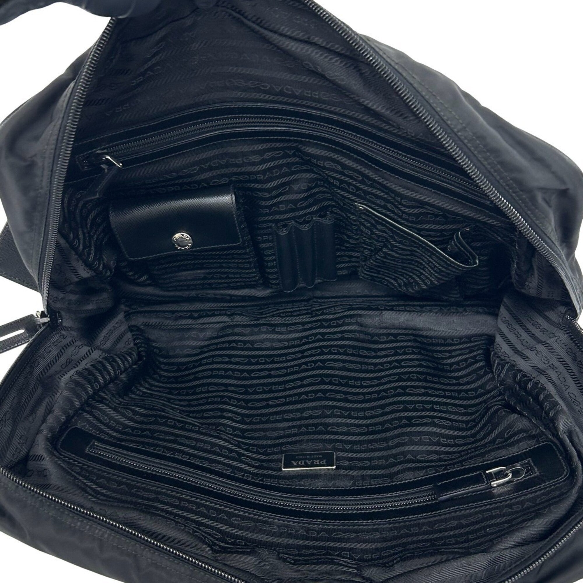 Prada Black Nylon Leather Briefcase (Pre-Owned)