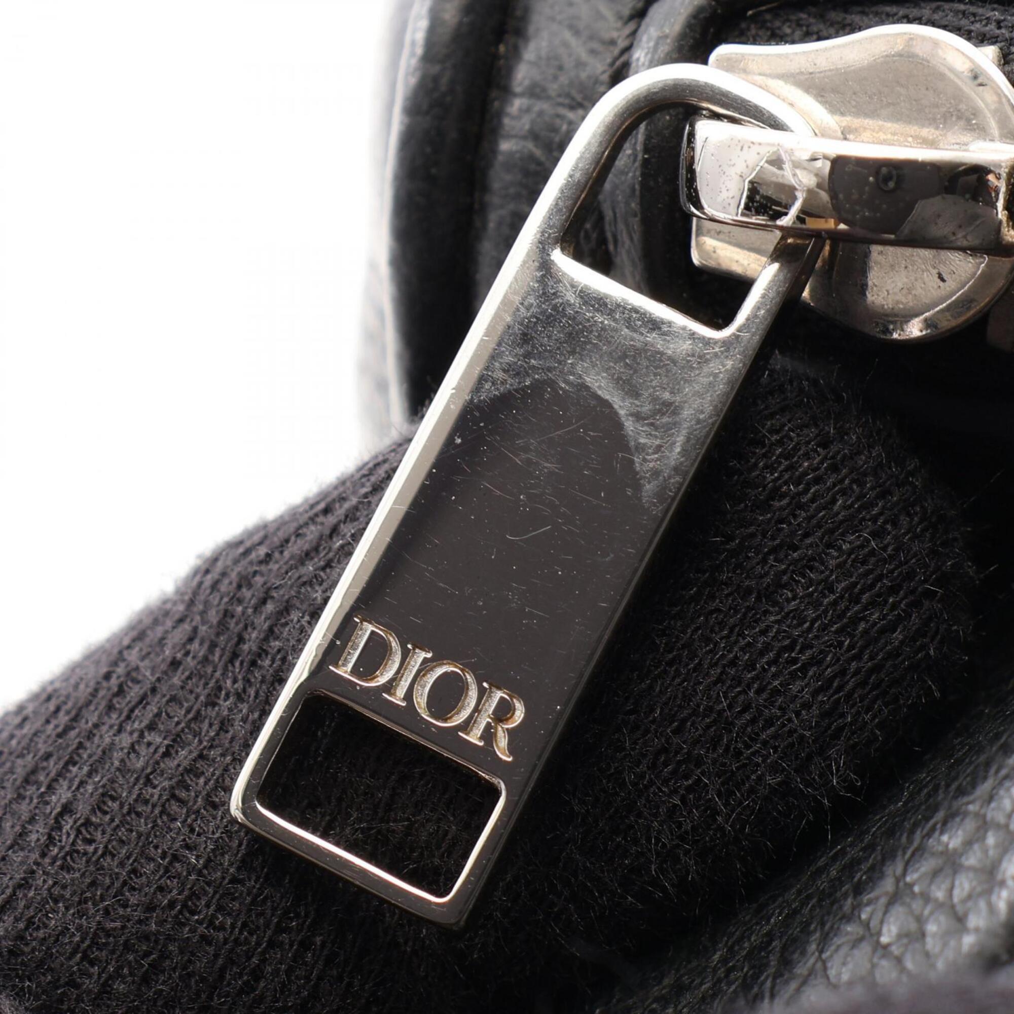 Christian Dior Black Leather Handbag Saddle Bag Sling Bag (Pre-Owned)
