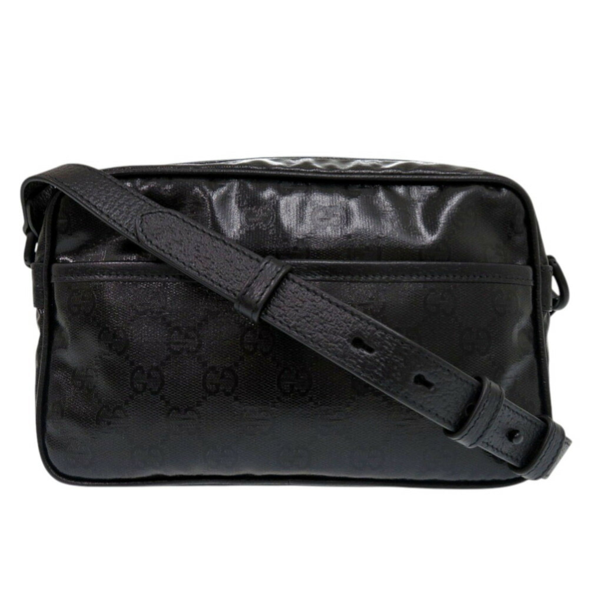 Gucci Black Gg Crystal Leather Shoulder Bag (Pre-Owned)
