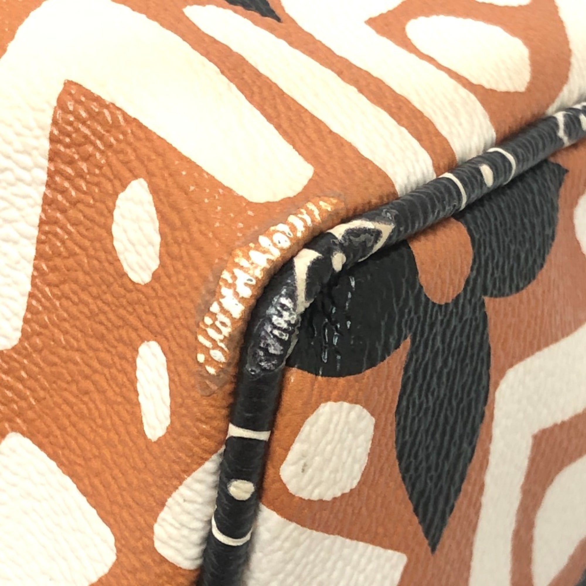 Louis Vuitton Brown White Leather Pvc Boston Bag (Pre-Owned)
