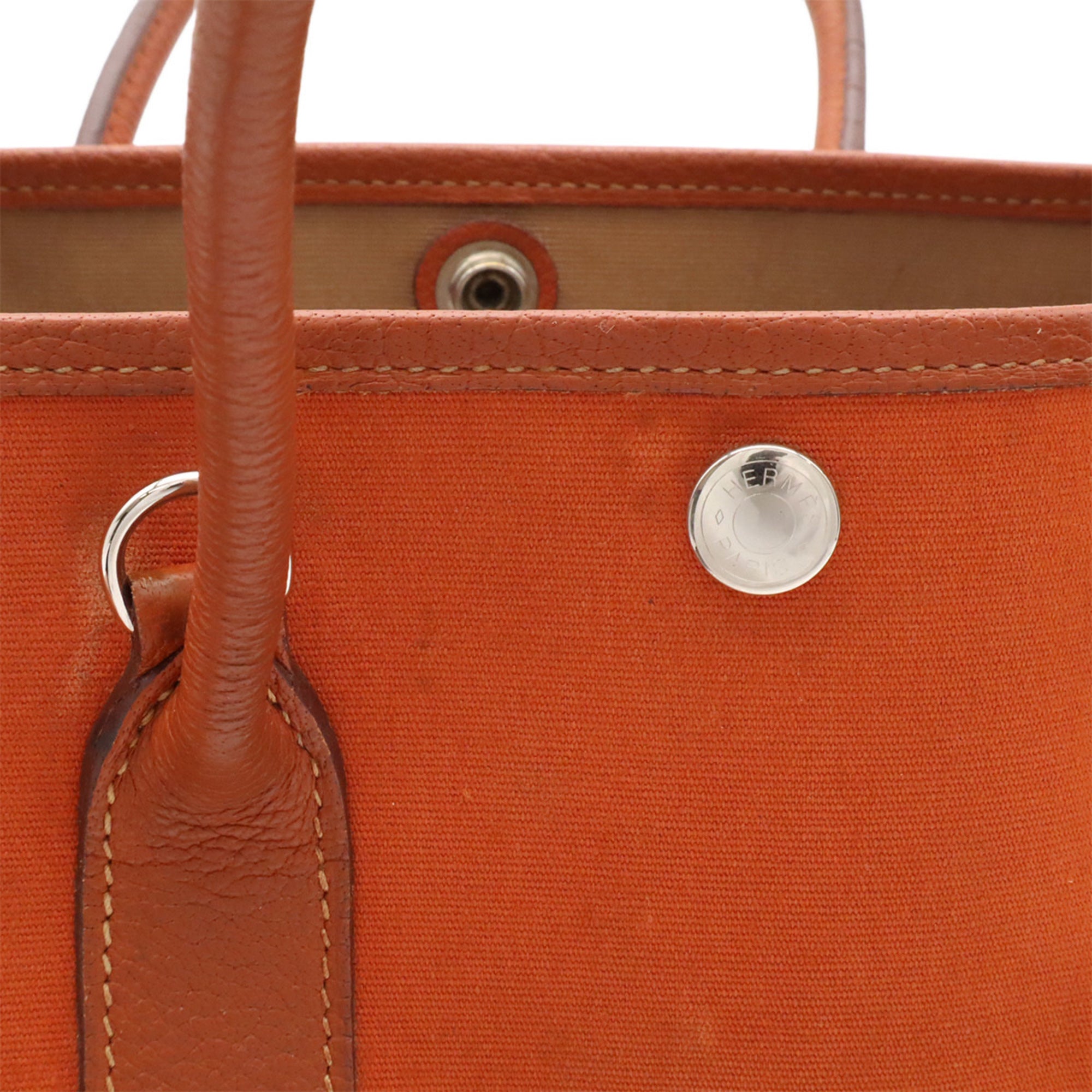Hermes Orange Toile Officier Handbag Shoulder Bag Tote Bag (Pre-Owned)