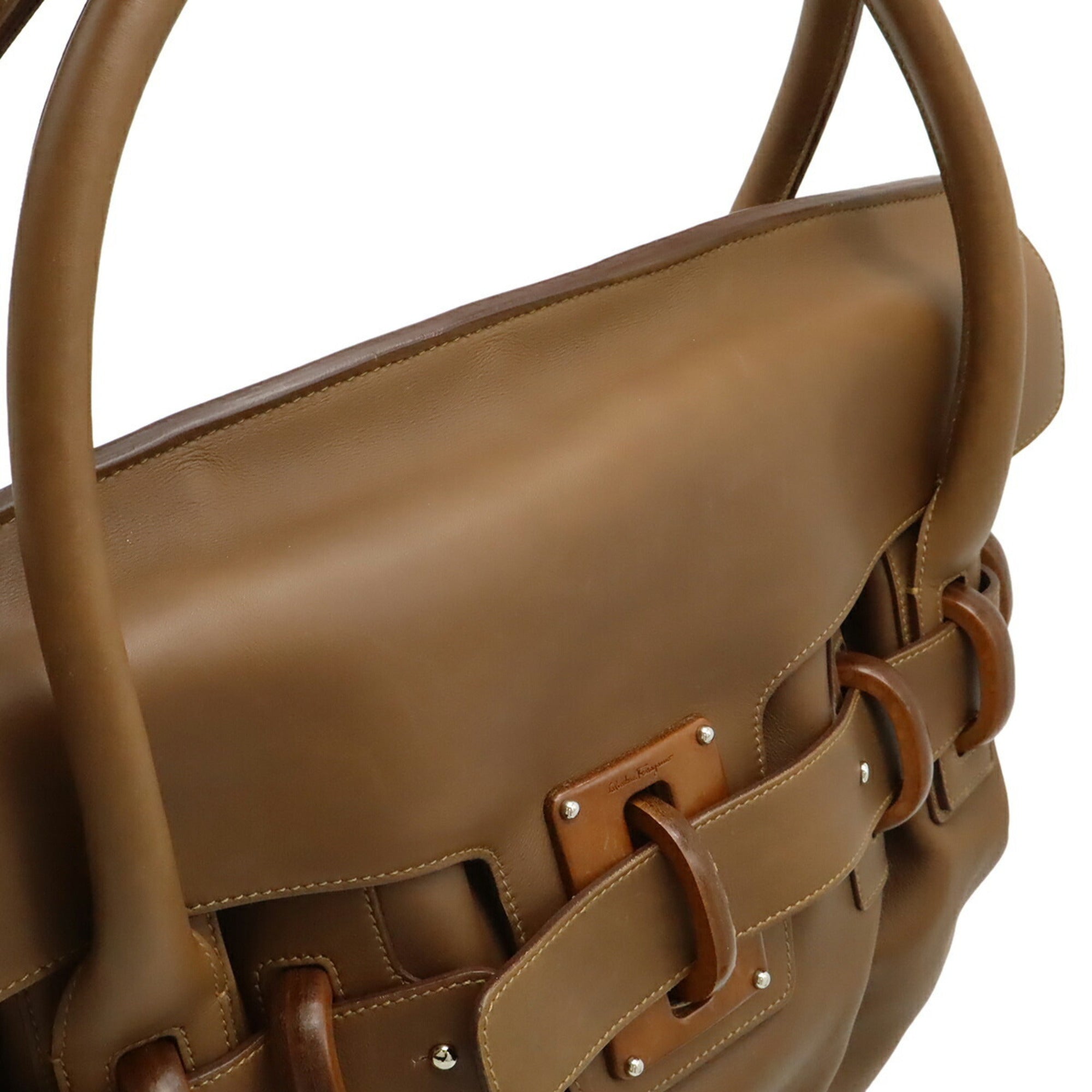 Salvatore Ferragamo Brown Leather Handbag Tote Bag (Pre-Owned)