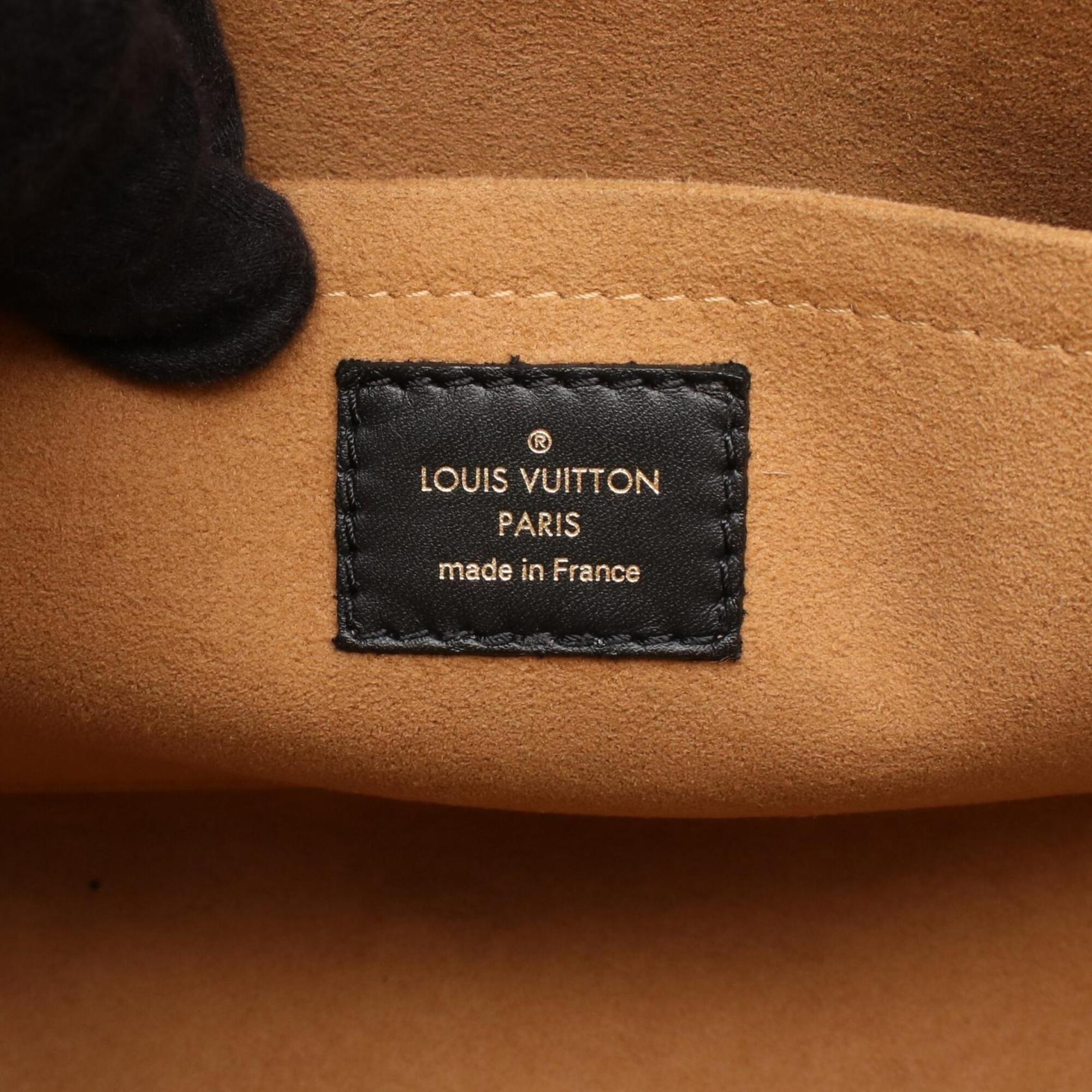 Louis Vuitton Black Brown Leather Coated Canvas Handbag (Pre-Owned)