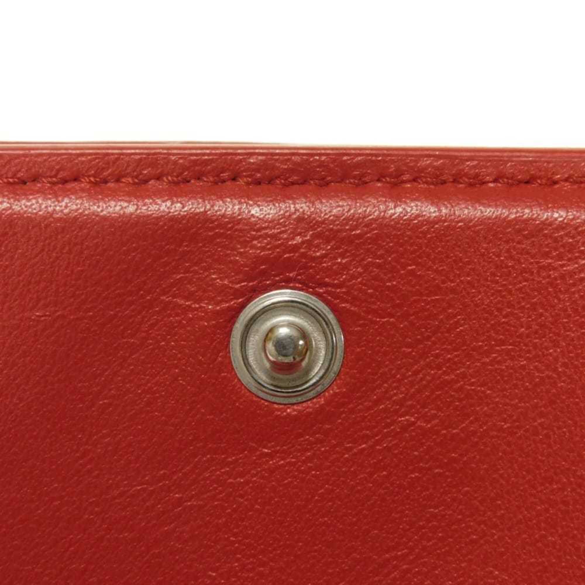 Bottega Veneta Red Color Leather Wallet (Tri-Fold) (Pre-Owned)