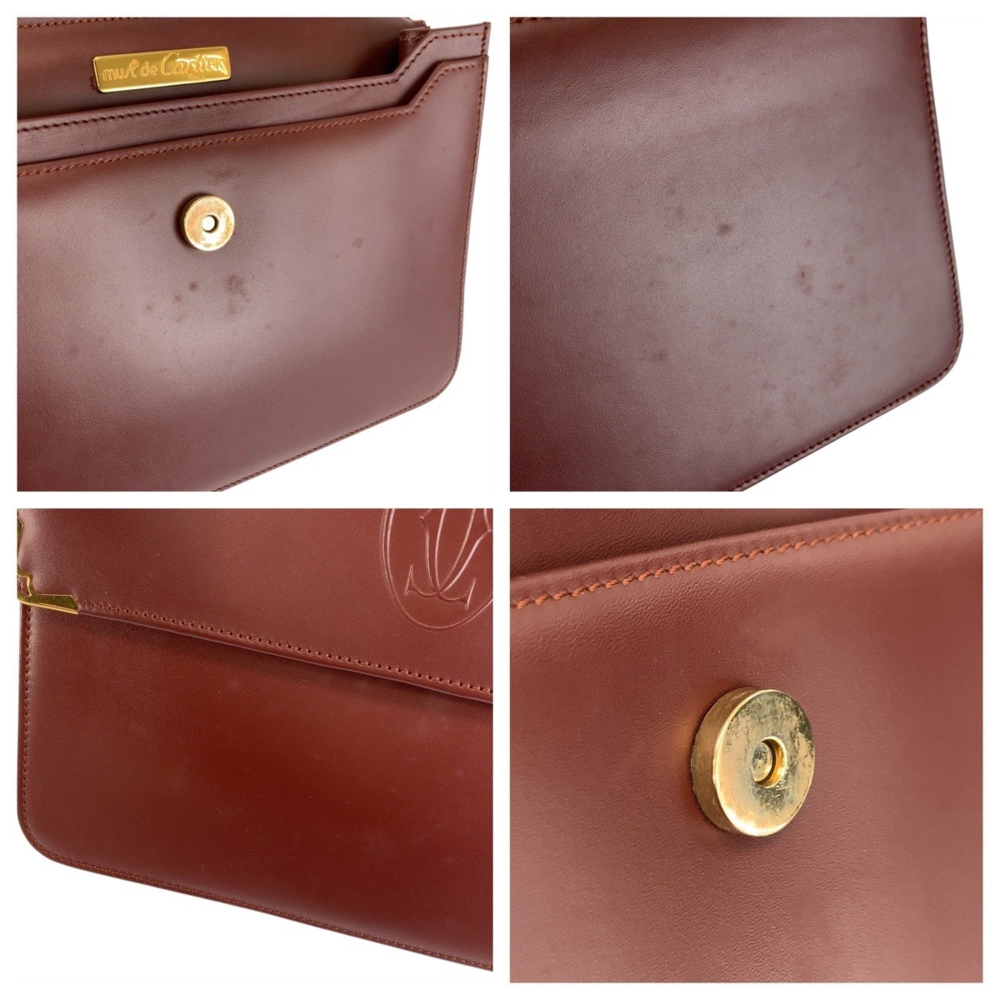 Cartier Bordeaux Leather Clutch Bag (Pre-Owned)