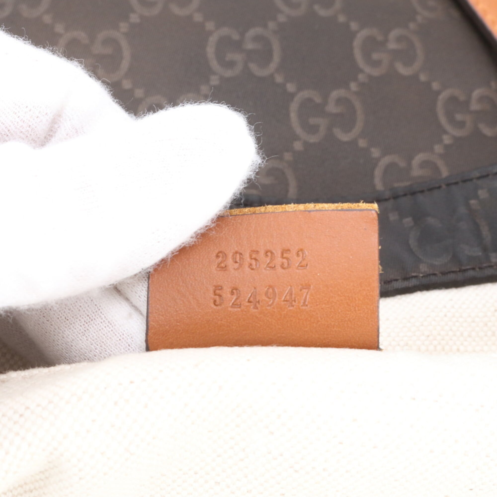 Gucci Brown Nylon Leather Handbag Tote Bag (Pre-Owned)