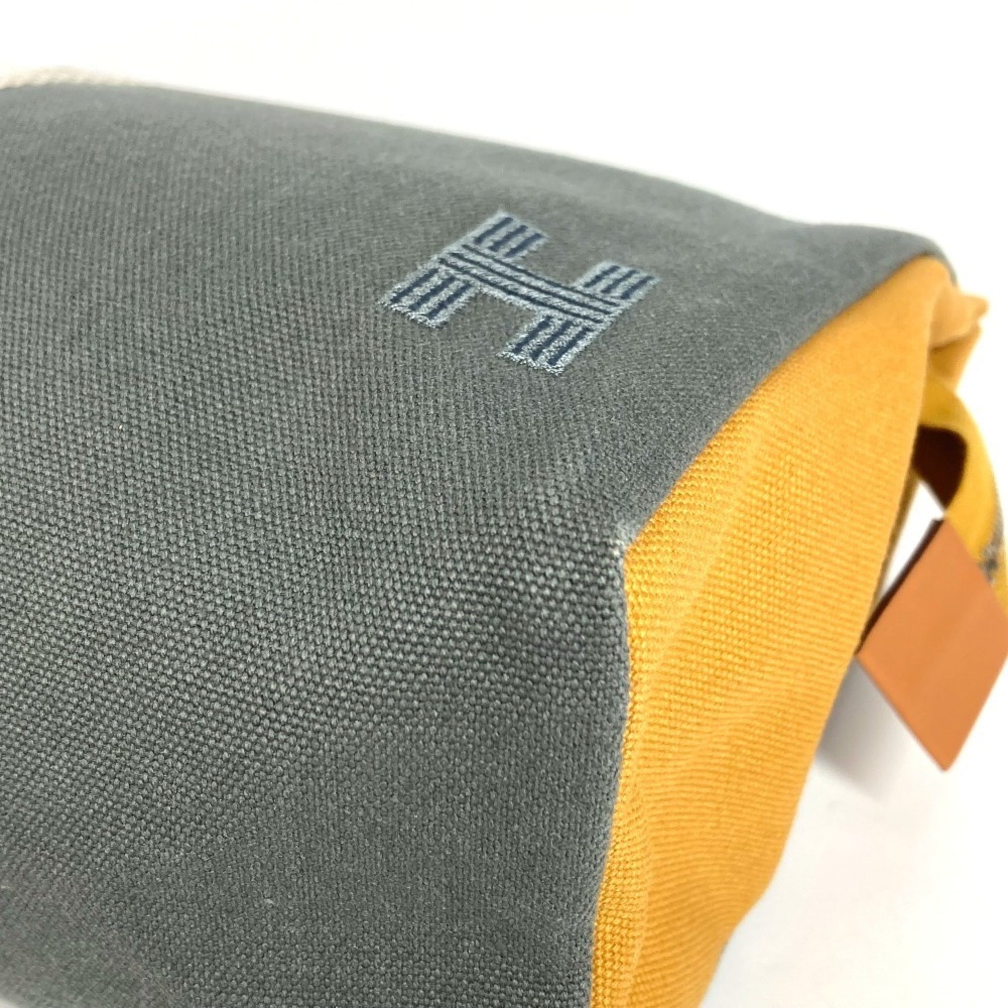 Hermes Gray Yellow Cotton Clutch Bag Pouch (Pre-Owned)