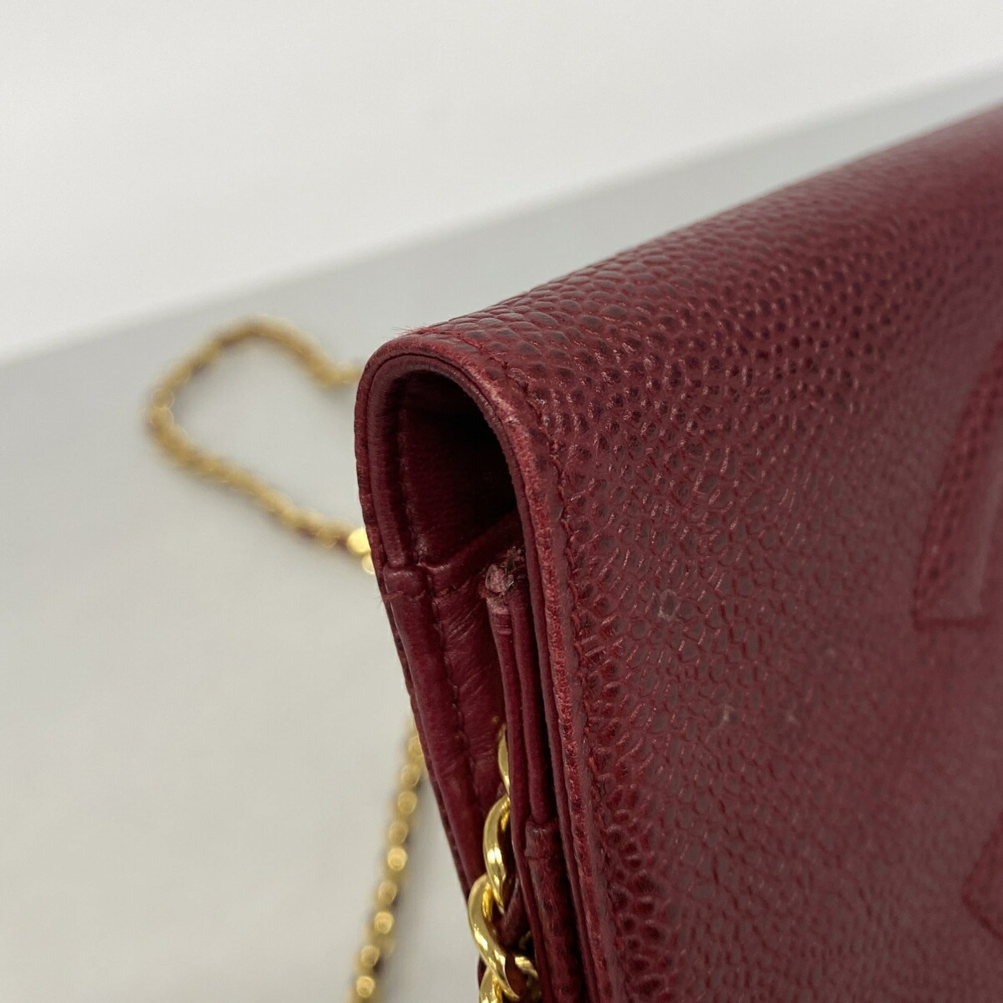 Chanel Bordeaux Grained Calfskin Chain/Shoulder Wallet (Pre-Owned)