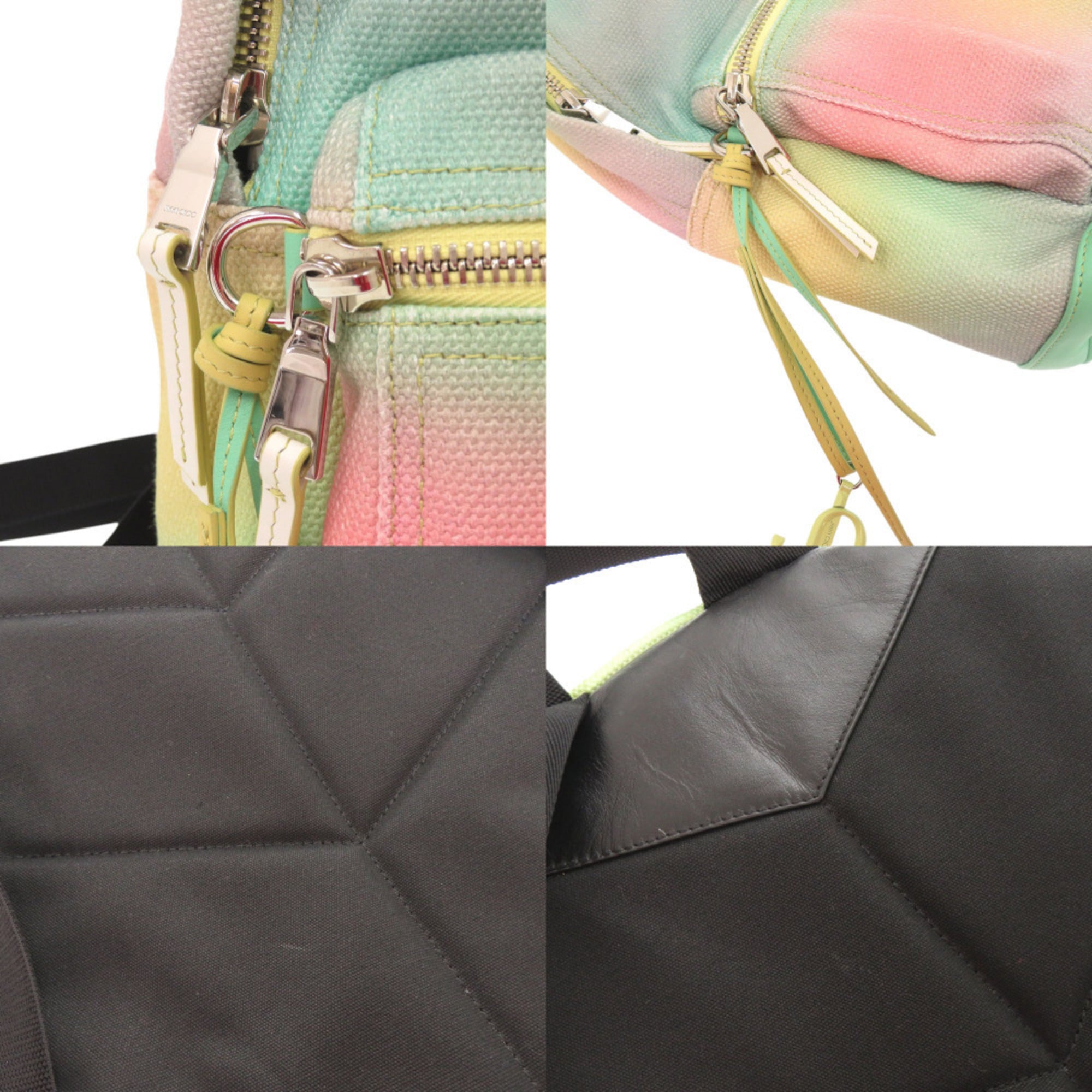 Jimmy Choo Multi-Color Canvas Leather Backpack (Pre-Owned)
