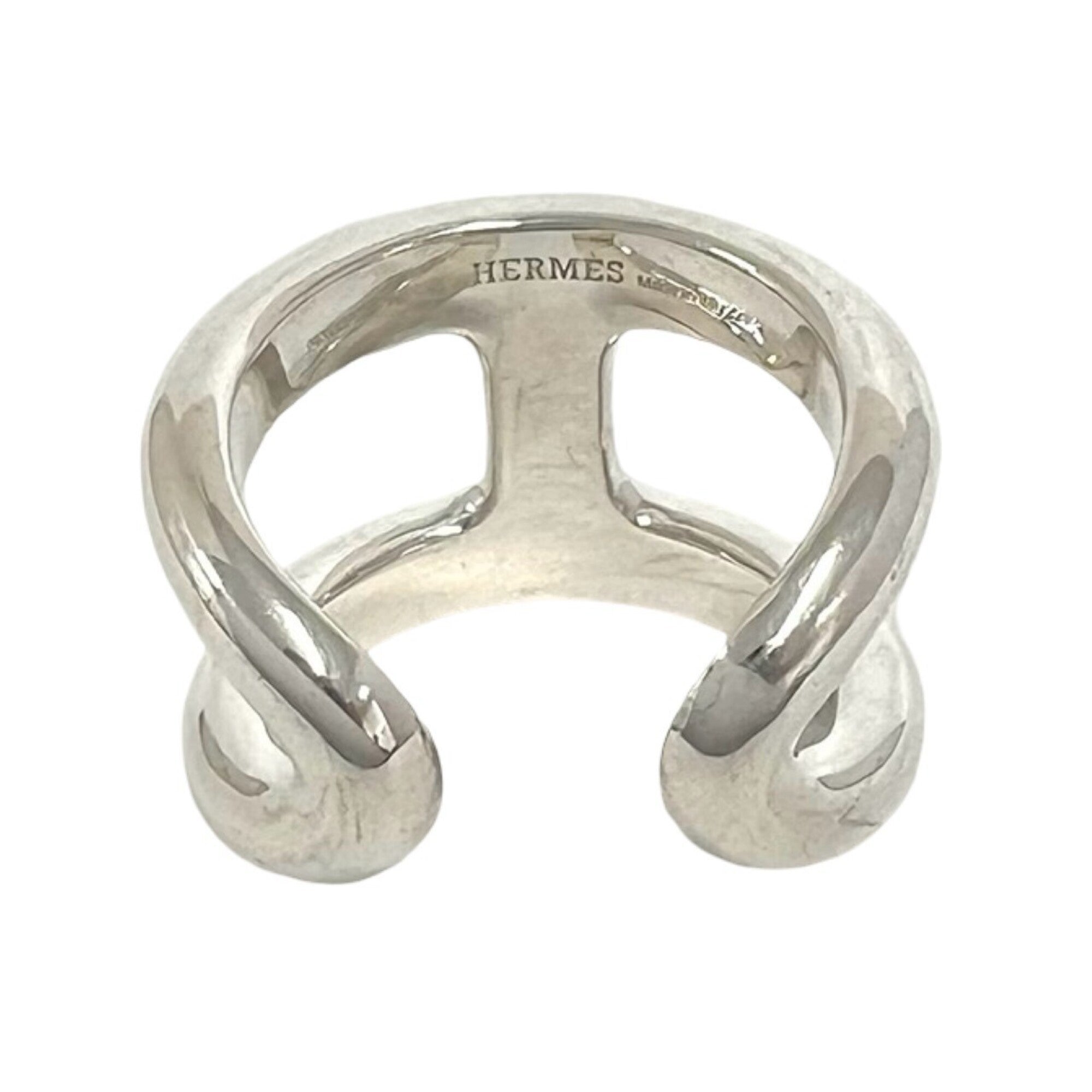Hermes Silver Silver 925 Band Ring (Pre-Owned)