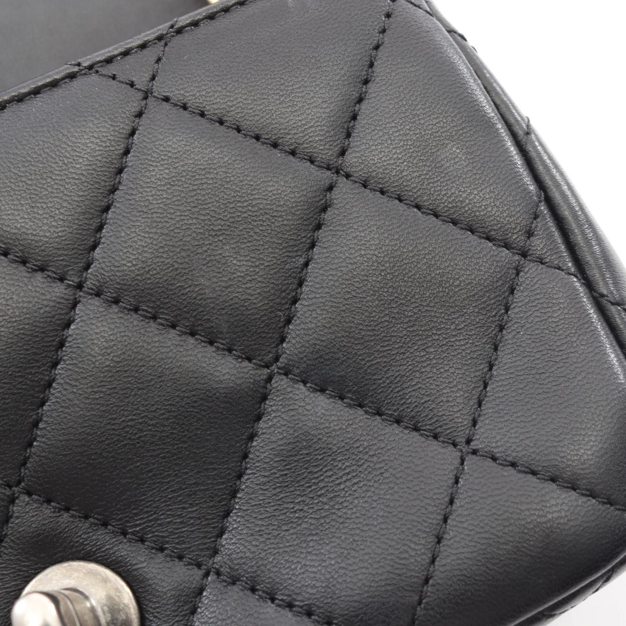 Chanel Black Leather Handbag Shoulder Bag (Pre-Owned)