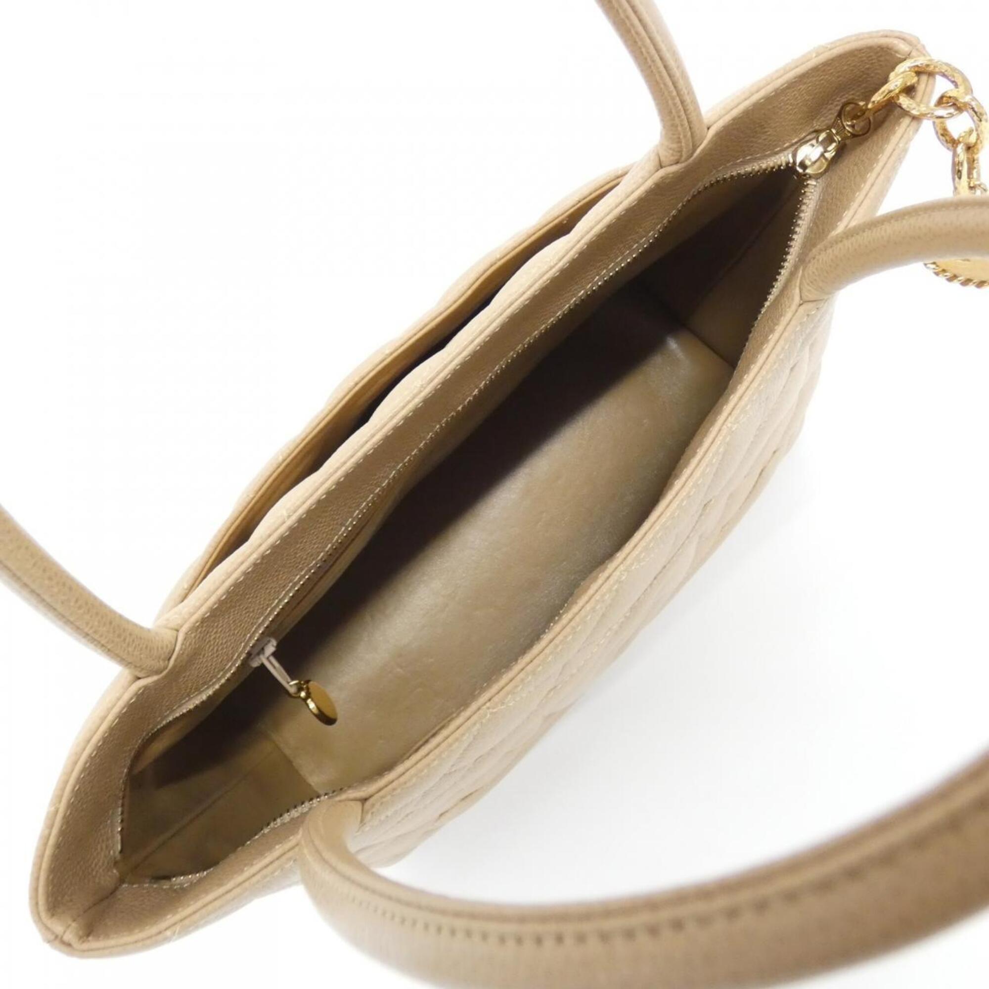 Chanel Beige Grained Calfskin Handbag (Pre-Owned)