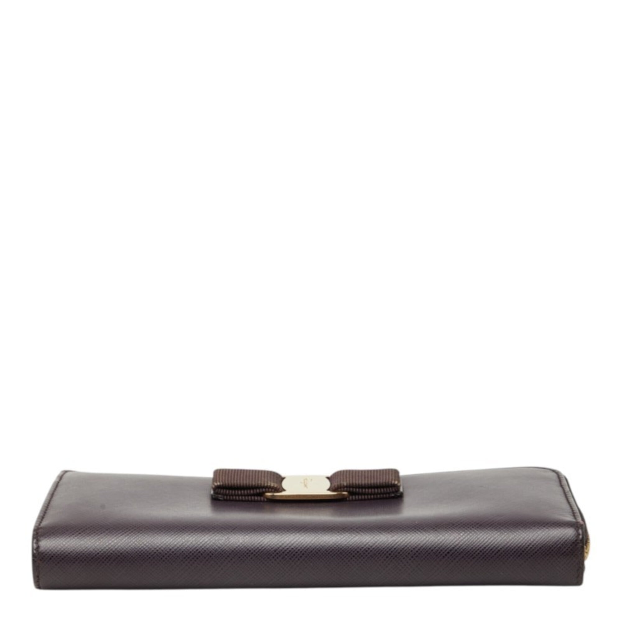 Salvatore Ferragamo Purple Leather Long Wallet (Bi-Fold) (Pre-Owned)