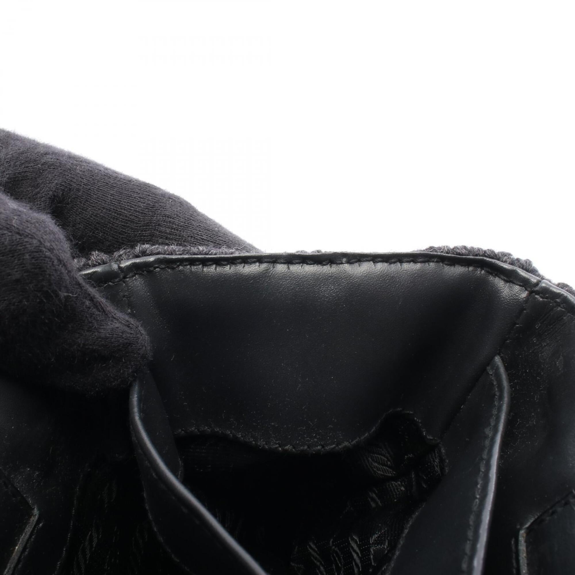 Prada Gray Leather Knit Handbag Tote Bag (Pre-Owned)