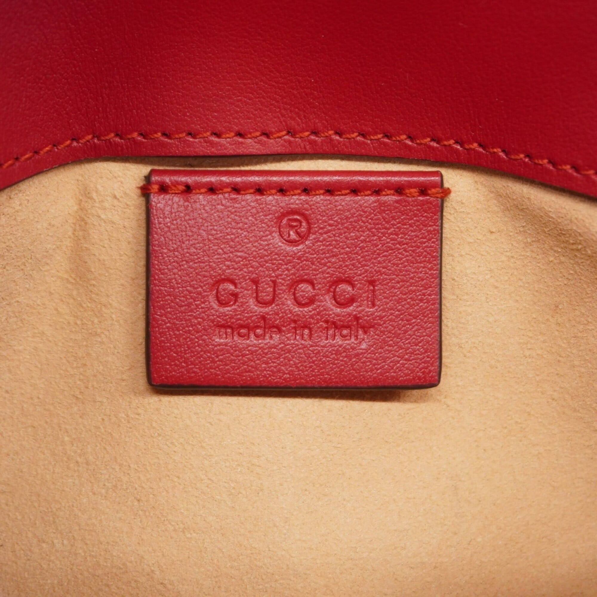 Gucci Red Color Leather Shoulder Bag (Pre-Owned)