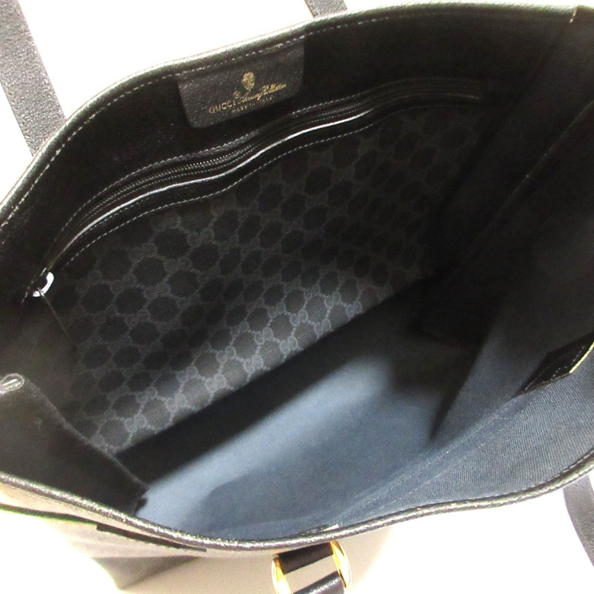 Gucci Black Coated Canvas Leather Tote Bag (Pre-Owned)
