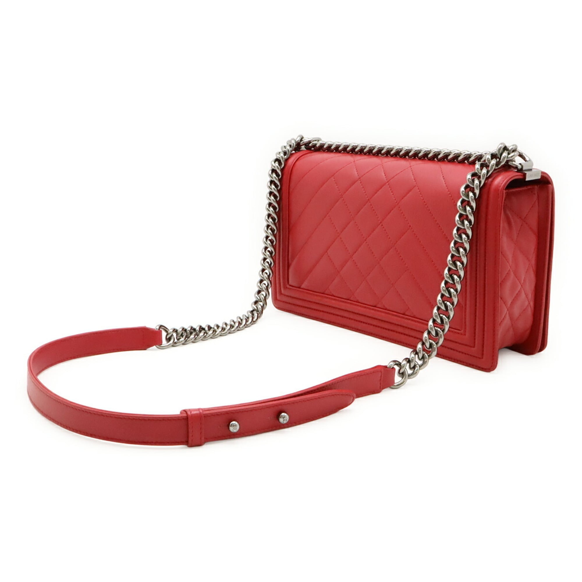 Chanel Red Color Leather Shoulder Bag (Pre-Owned)