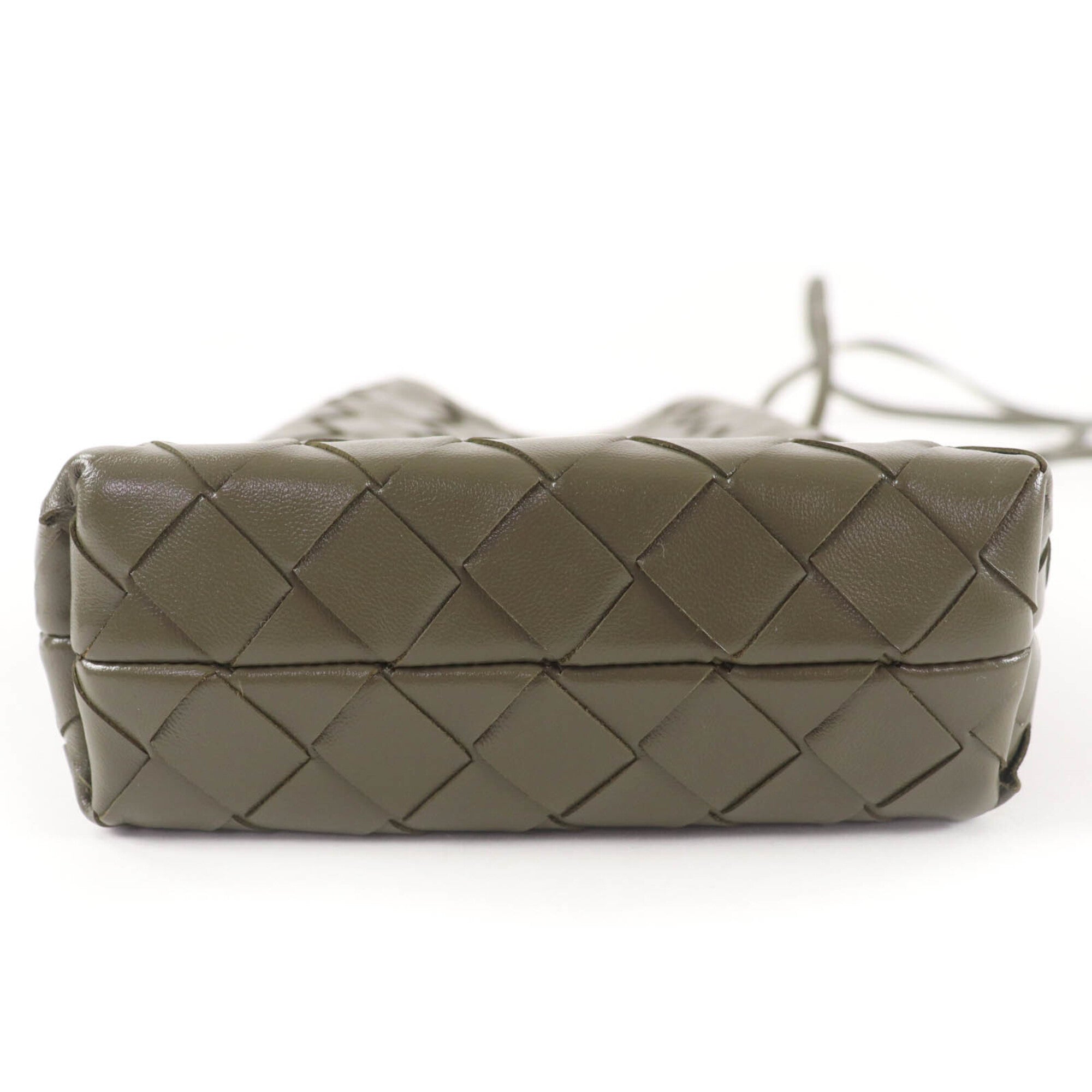 Bottega Veneta Intrecciato Khaki Leather Shoulder Bag (Pre-Owned)