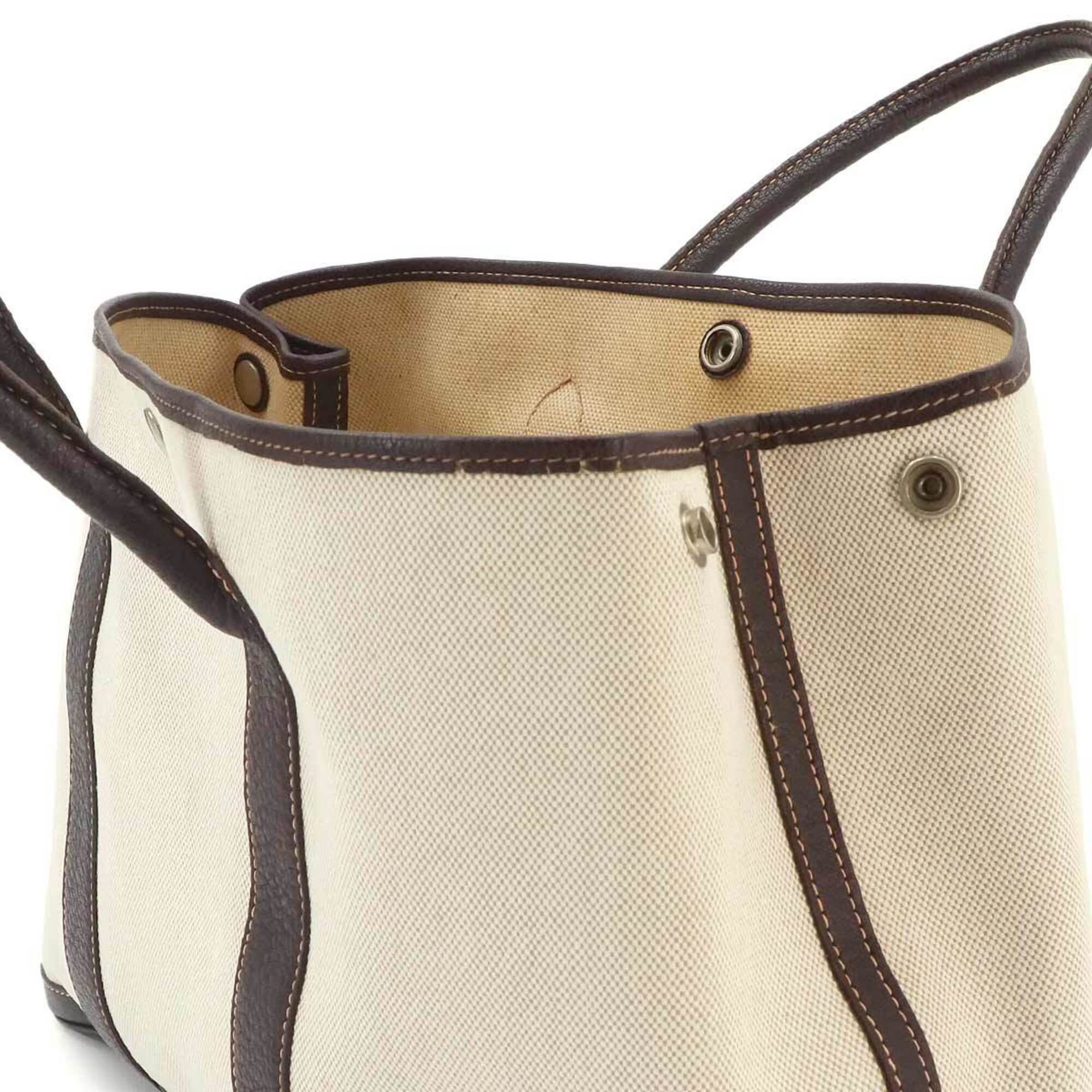 Hermes Marron Natural Toile H Leather Handbag Tote Bag (Pre-Owned)