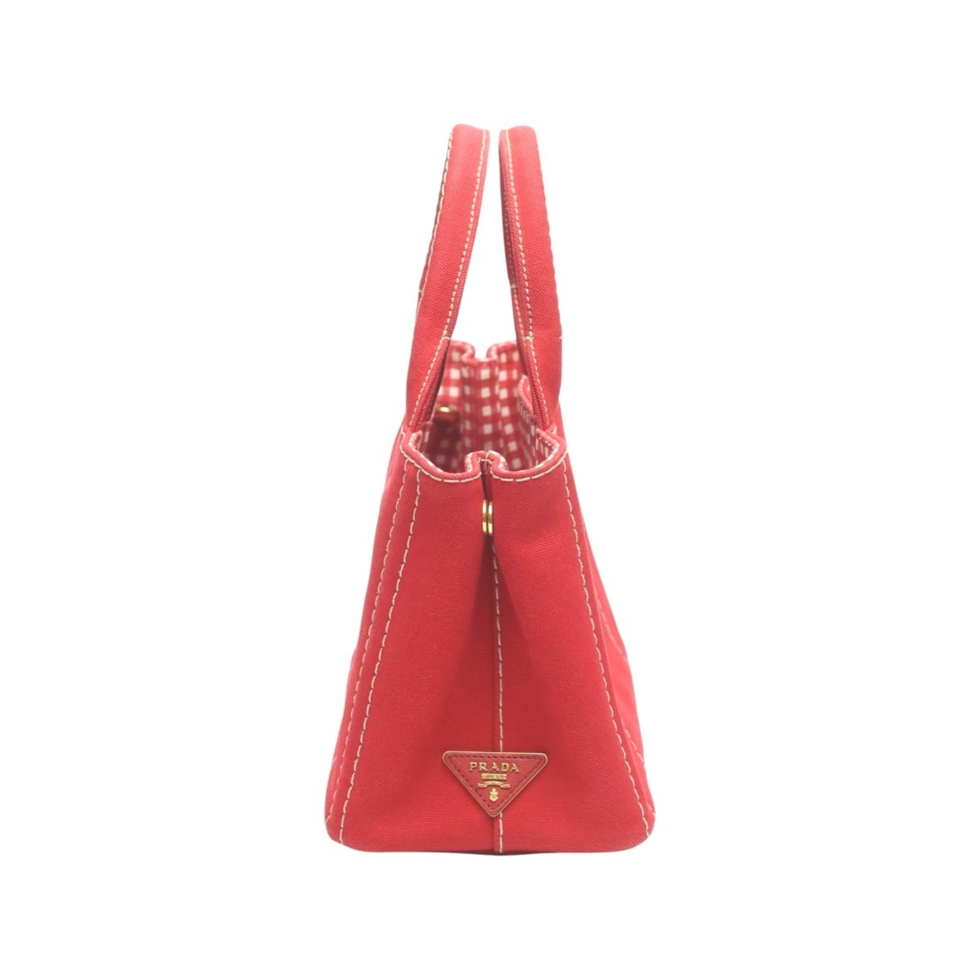 Prada Red Color Canvas Tote Bag (Pre-Owned)
