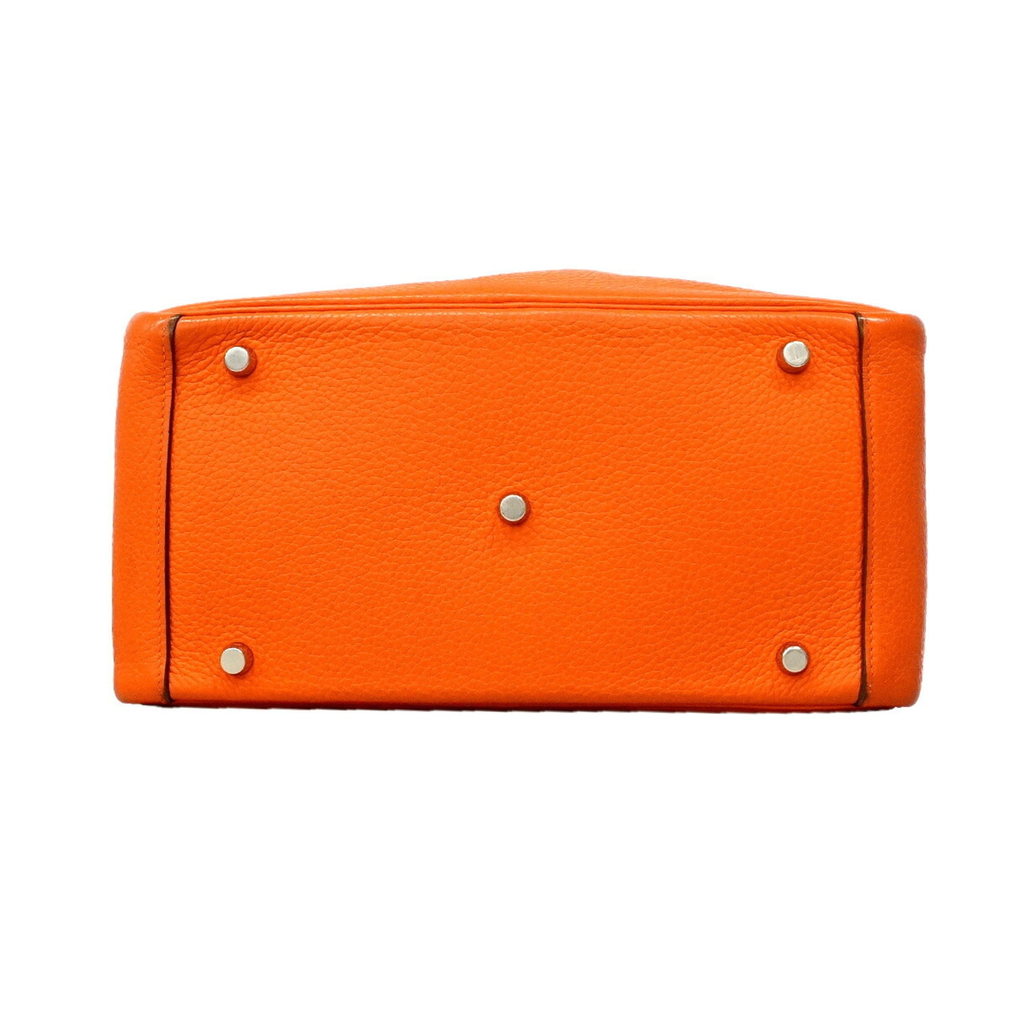 Hermes Orange Poppy Taurillon Clemence Leather Handbag (Pre-Owned)
