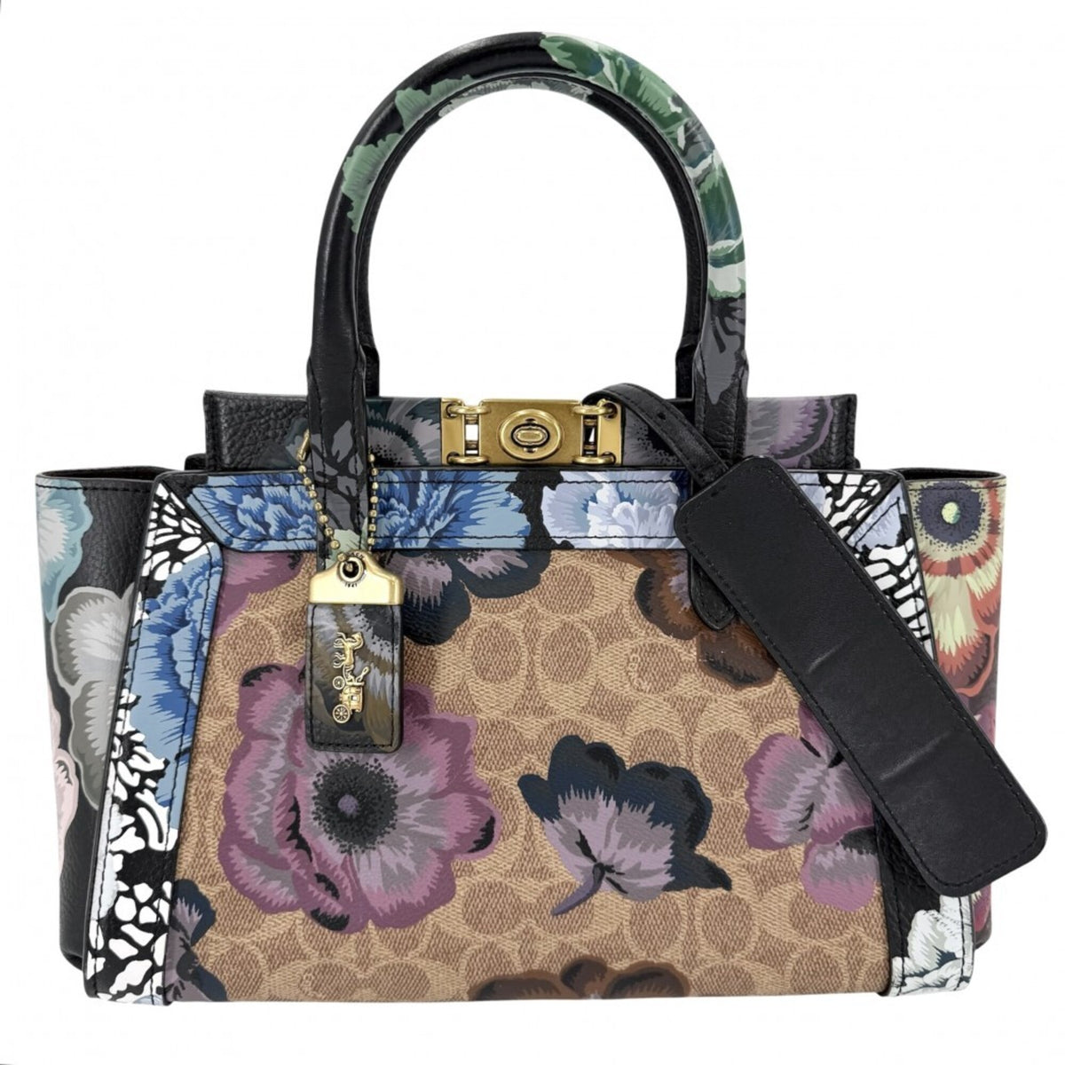 Coach Black Multi-Color Leather Handbag Shoulder Bag (Pre-Owned)