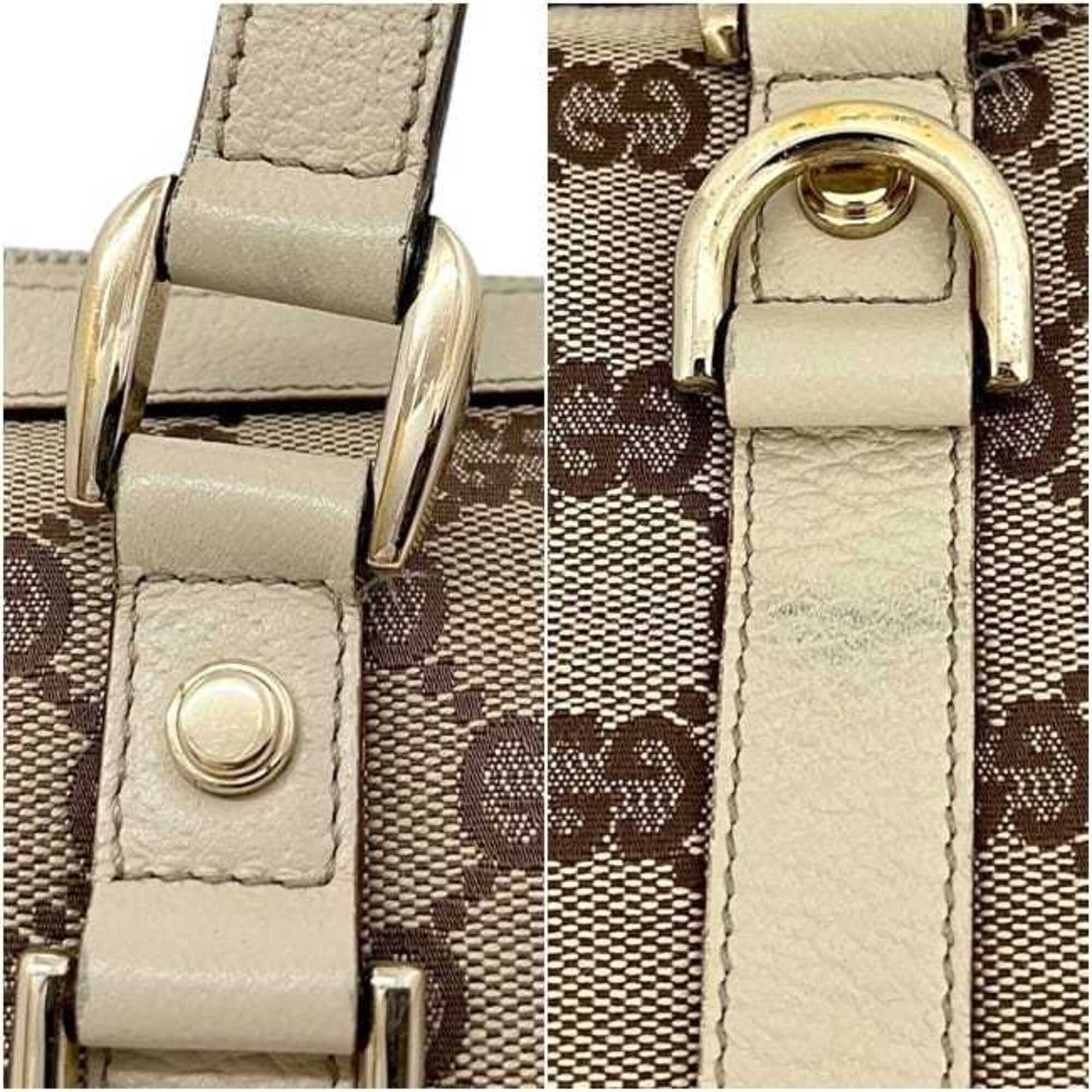 Gucci Beige Canvas Leather Tote Bag (Pre-Owned)