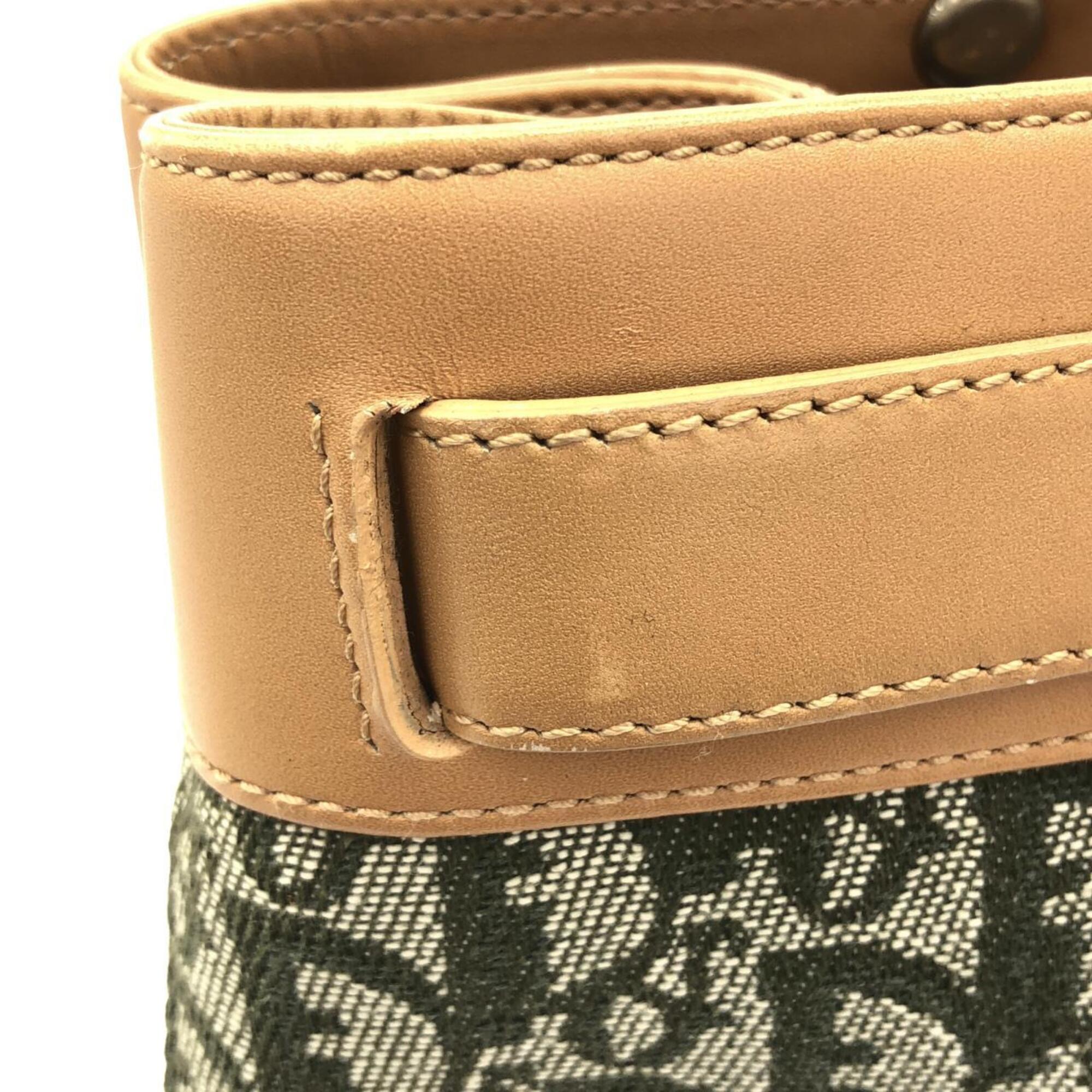 Christian Dior Green Canvas Leather Handbag (Pre-Owned)