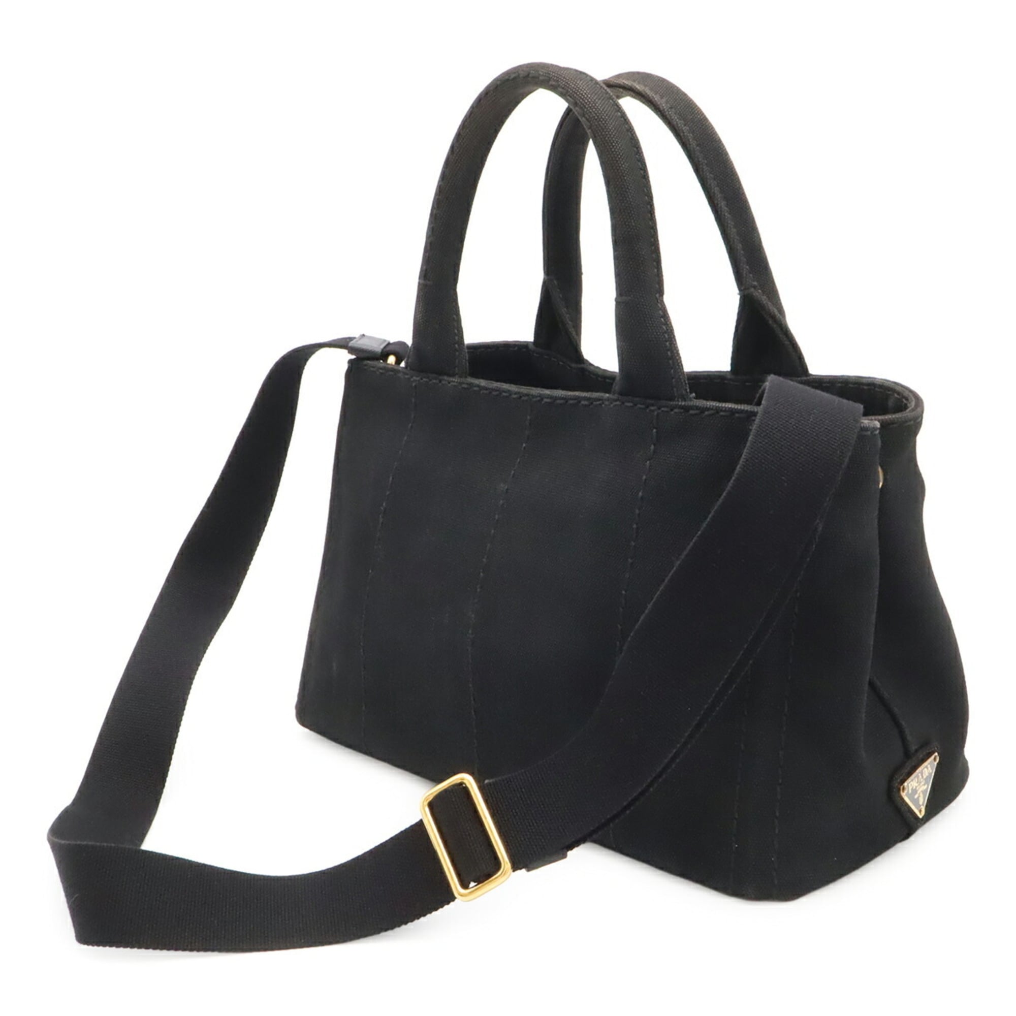 Prada Black Nero Canvas Handbag Shoulder Bag Tote Bag (Pre-Owned)
