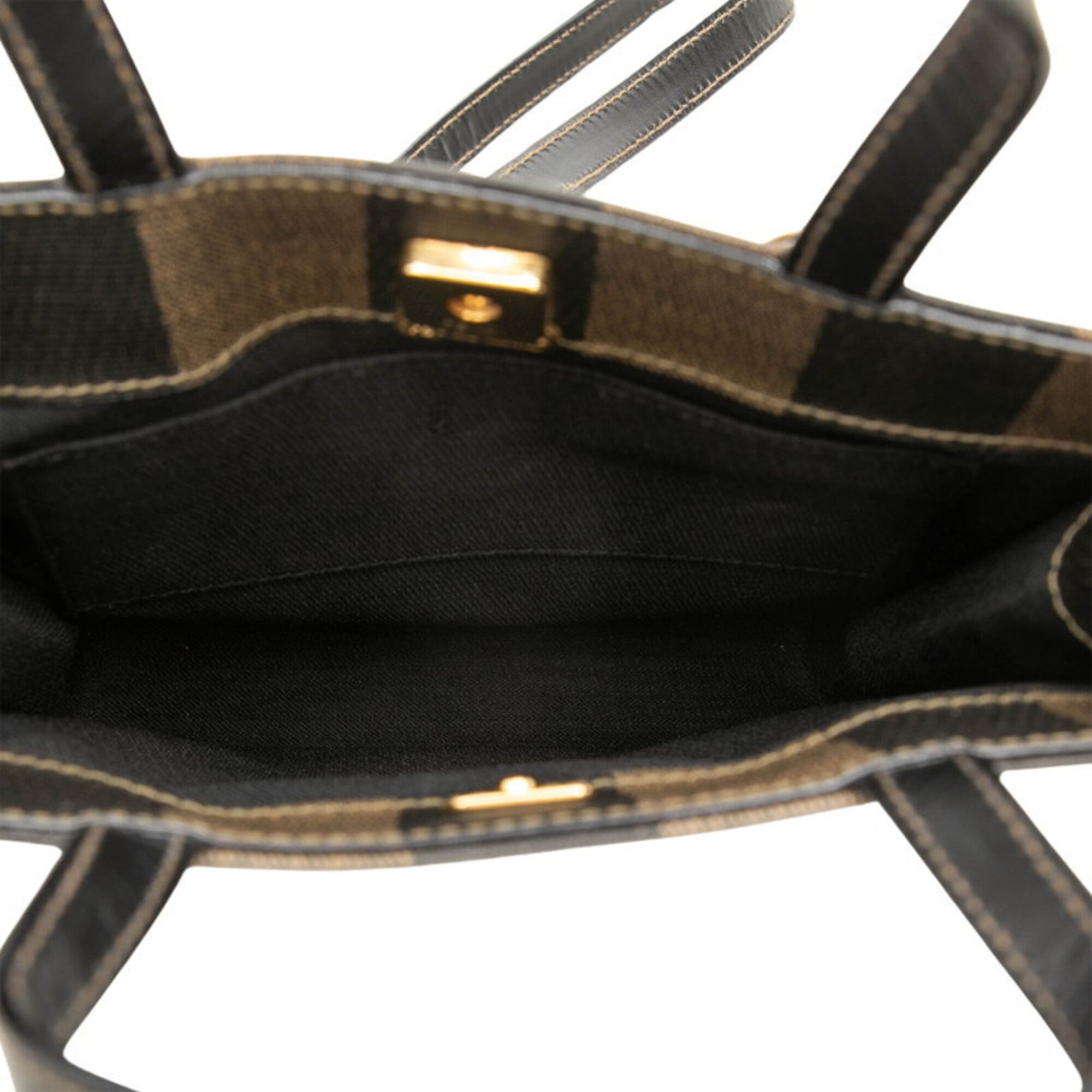 Fendi Beige Black Pvc Leather Handbag Shoulder Bag (Pre-Owned)