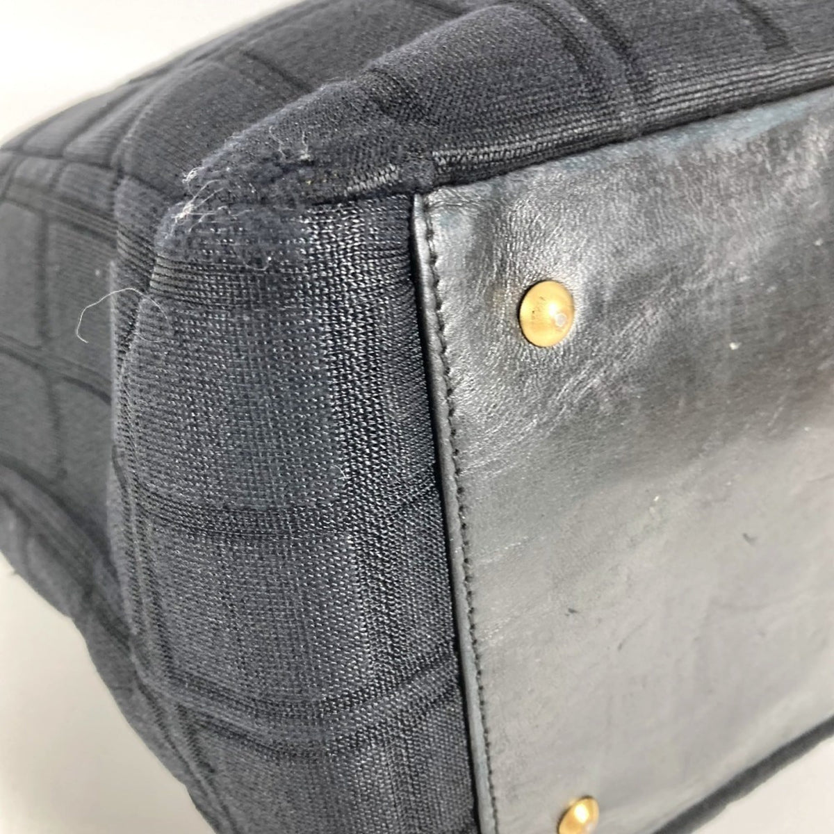 Chanel Black Cotton Shoulder Bag Tote Bag (Pre-Owned)