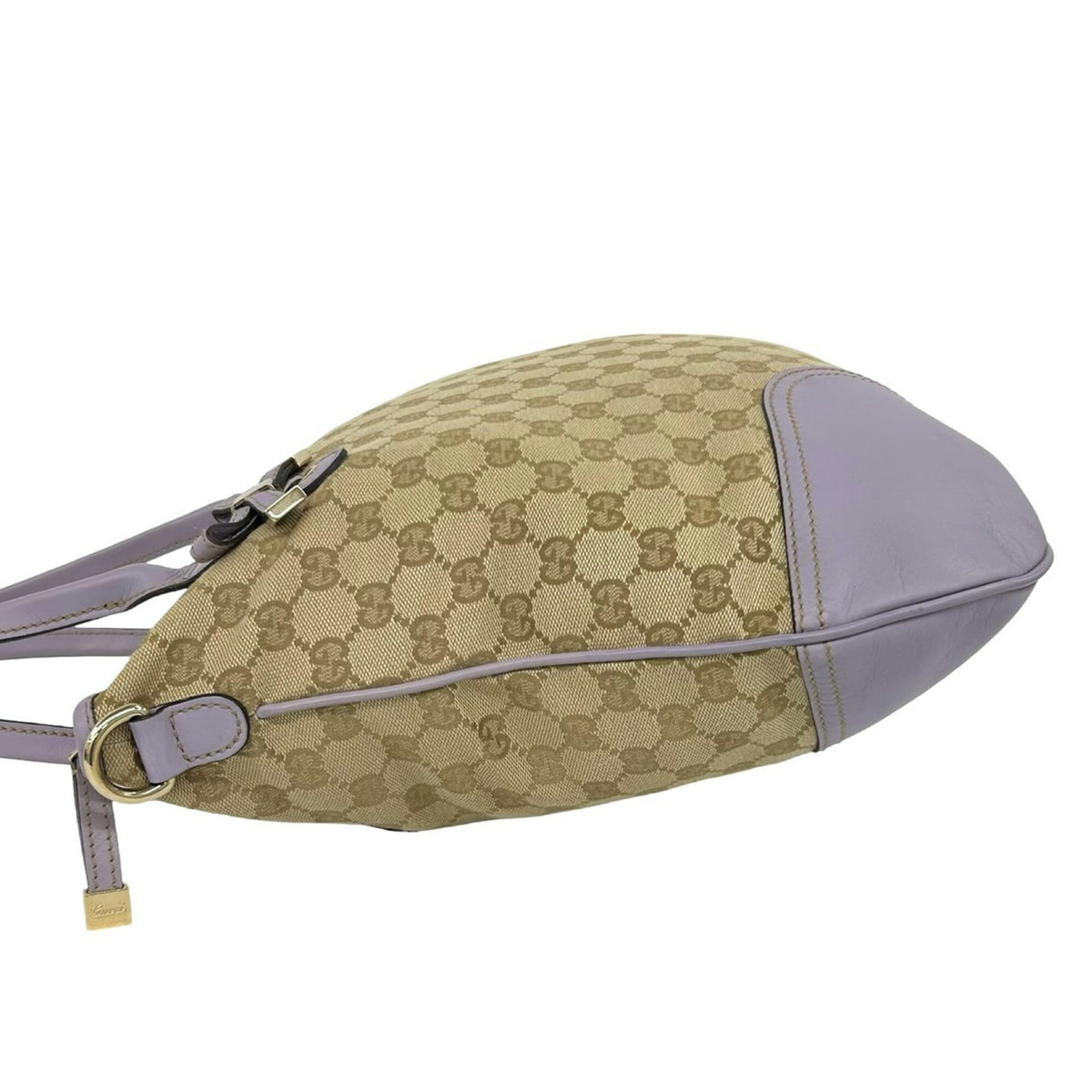 Gucci Brown Purple Canvas Leather Shoulder Bag Tote Bag (Pre-Owned)