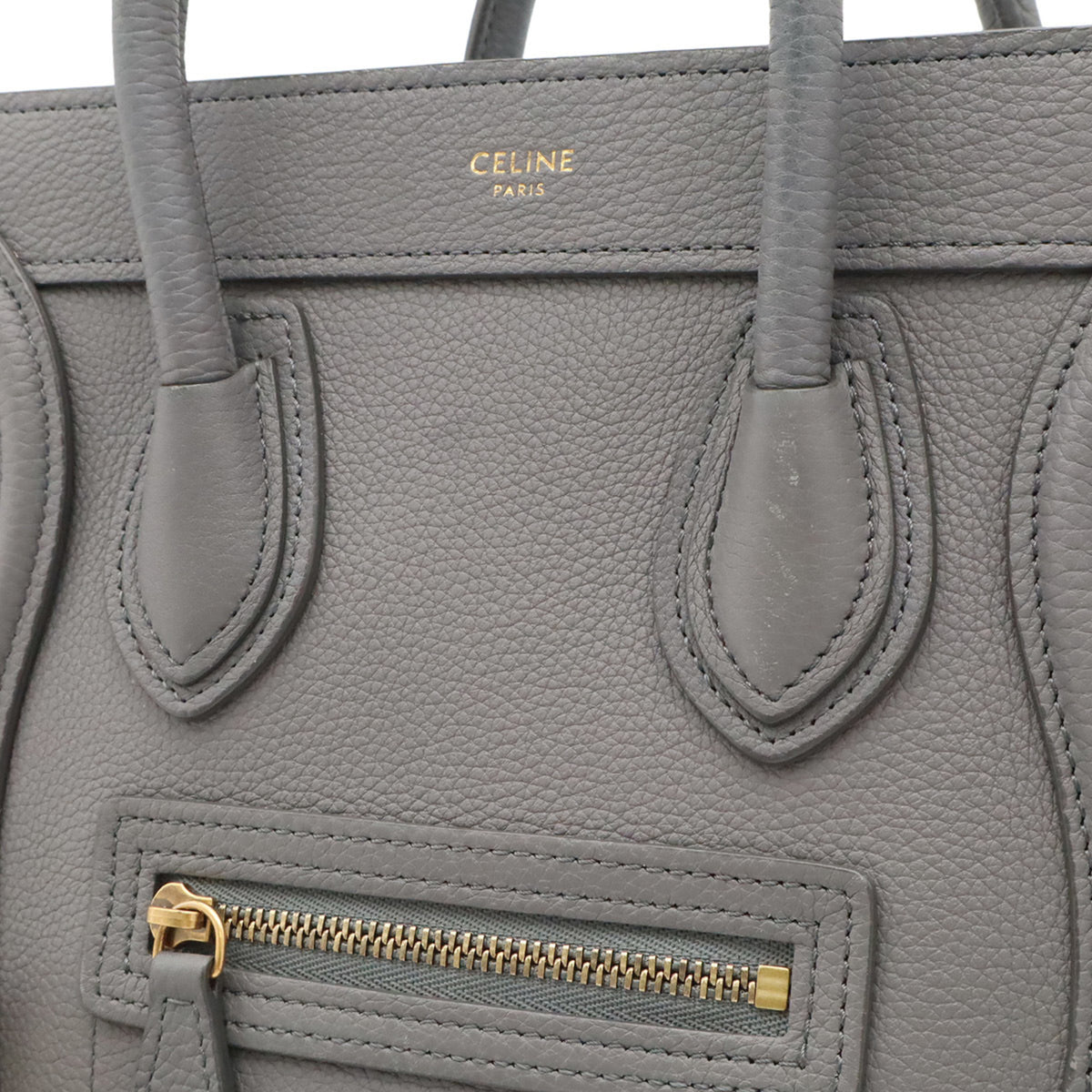 Celine Black Gray Leather Handbag Shoulder Bag (Pre-Owned)