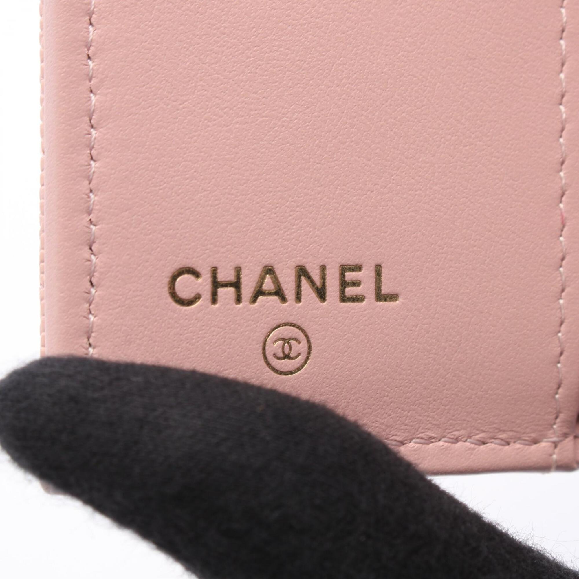 Chanel Pink Grained Calfskin Wallet (Tri-Fold) (Pre-Owned)