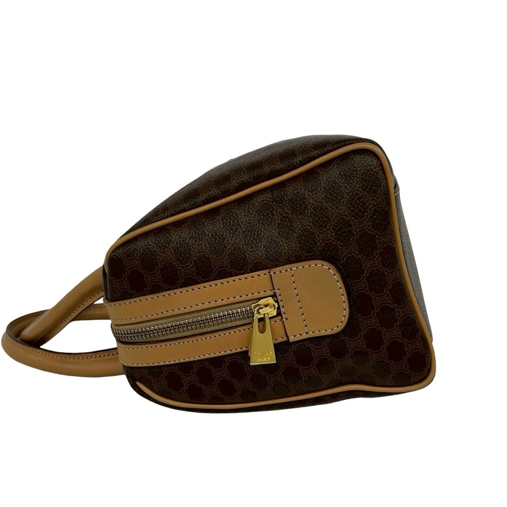 Celine Brown Leather Pvc Boston Bag Handbag (Pre-Owned)