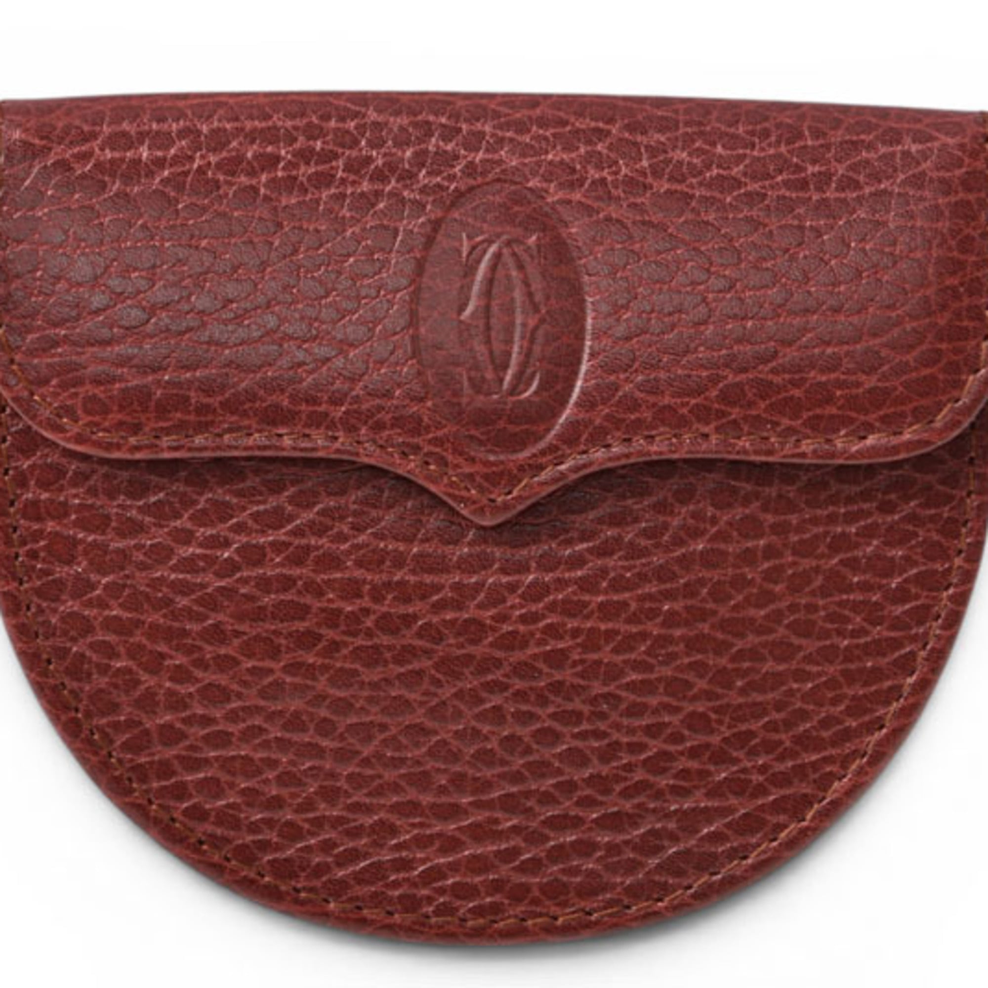 Cartier Bordeaux Leather Coin Purse/Coin Case (Pre-Owned)