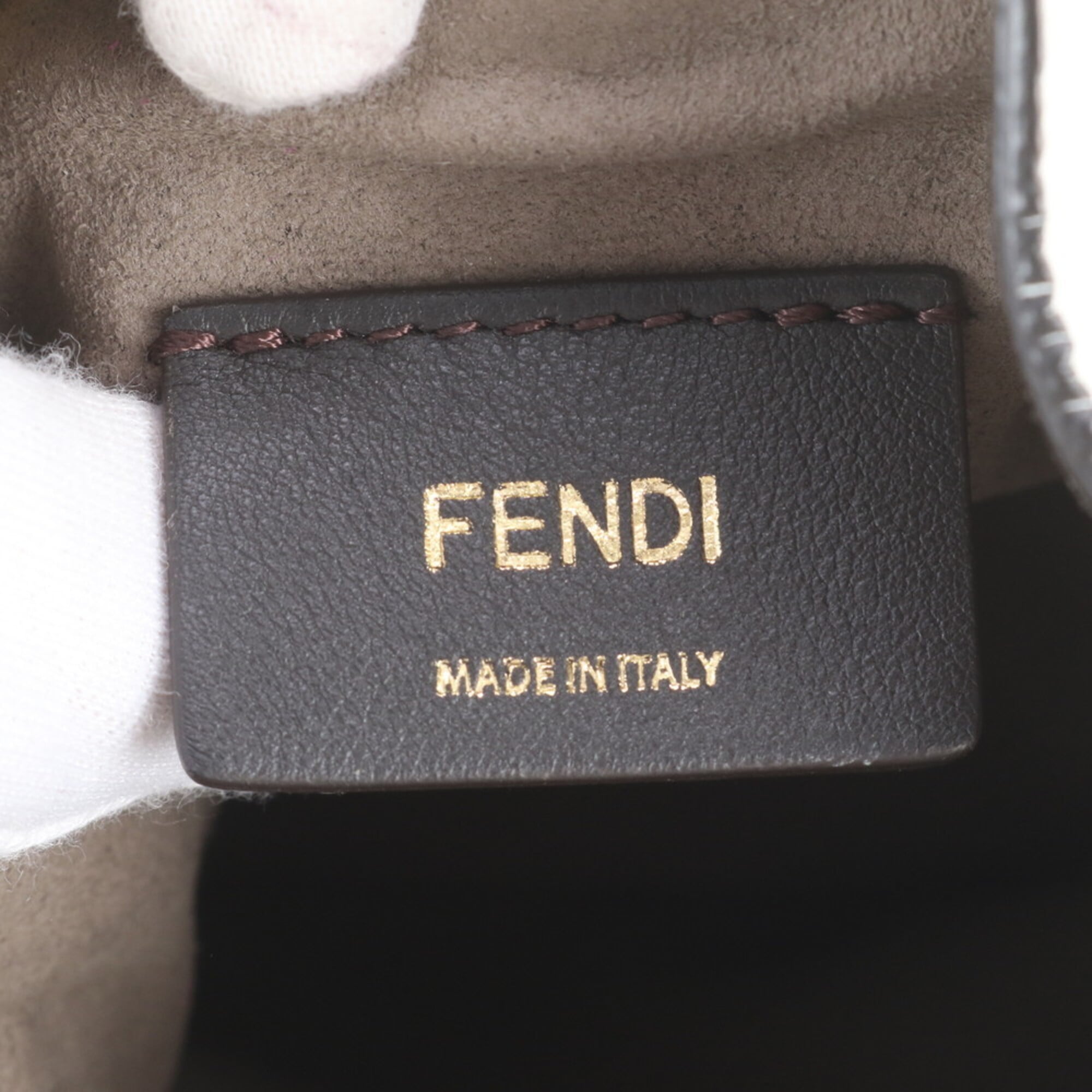 Fendi Navy Red Color White Leather Handbag Shoulder Bag (Pre-Owned)