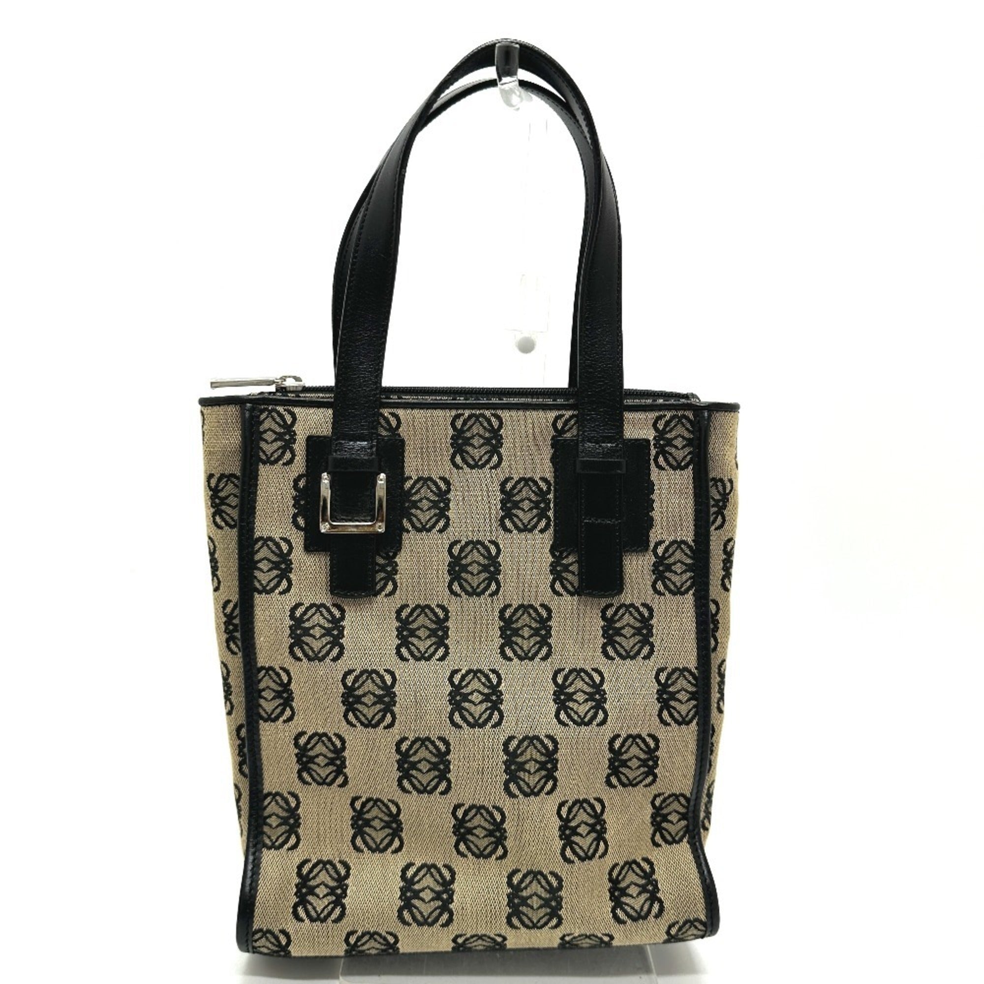 Loewe Beige Black Canvas Handbag Tote Bag (Pre-Owned)