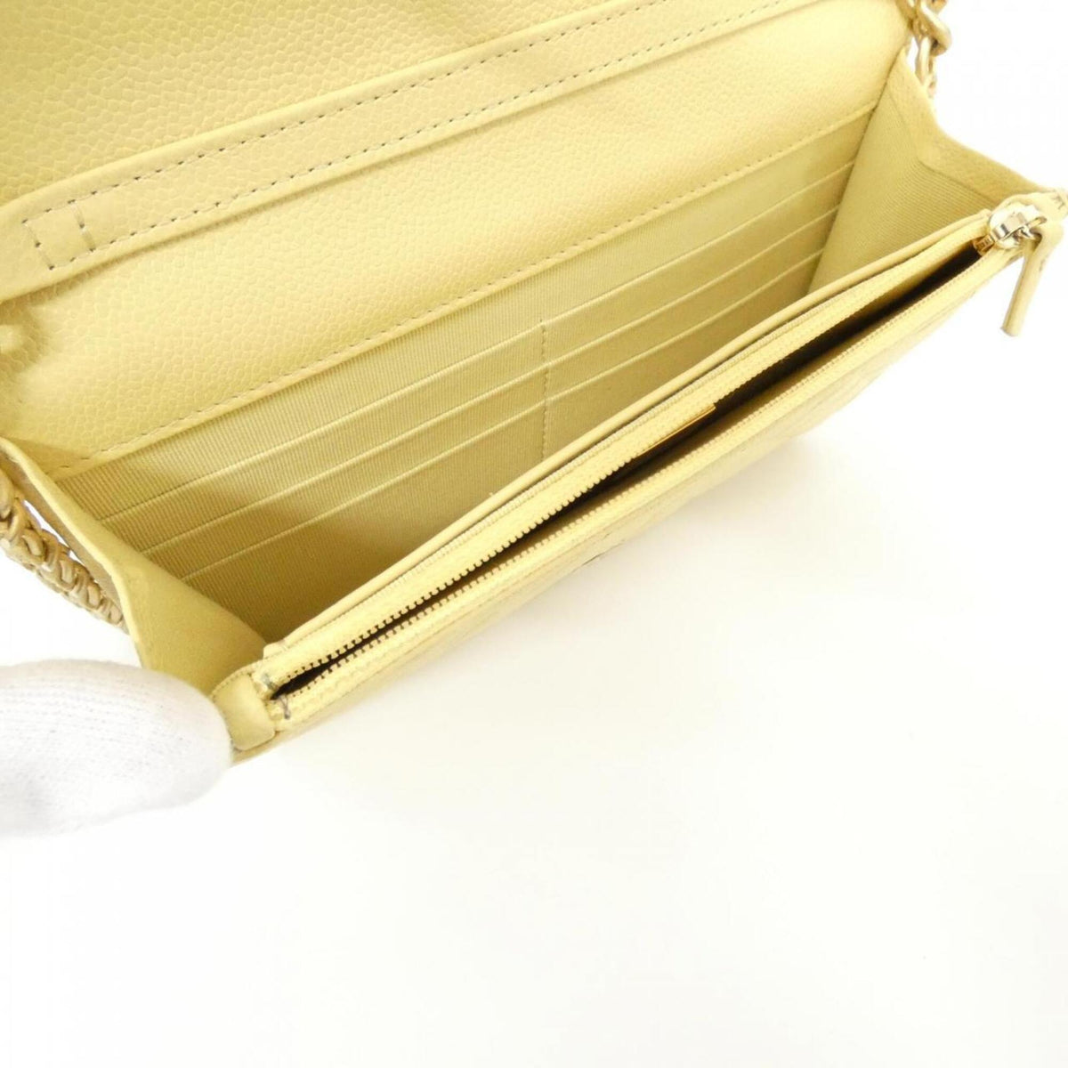 Chanel Yellow Grained Calfskin Chain/Shoulder Wallet (Pre-Owned)