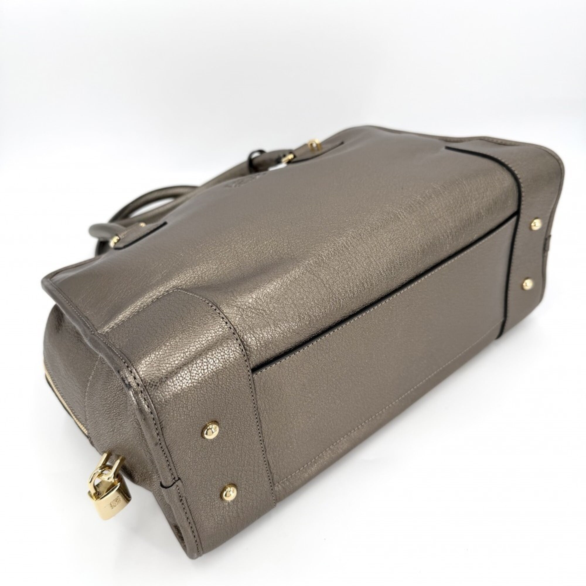 Loewe Gold Leather Boston Bag Handbag (Pre-Owned)