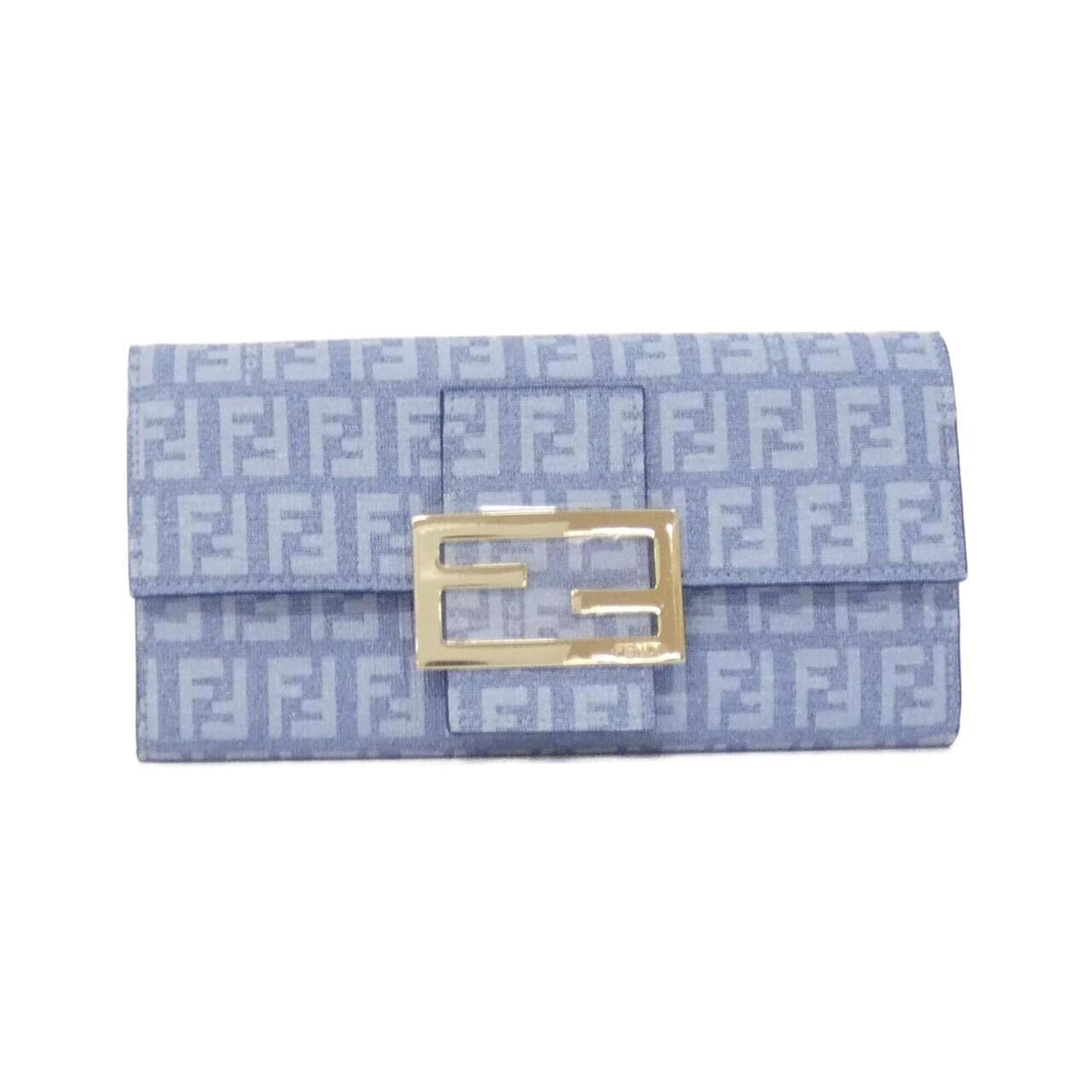 Fendi Blue Coated Canvas Long Wallet (Bi-Fold) (Pre-Owned)