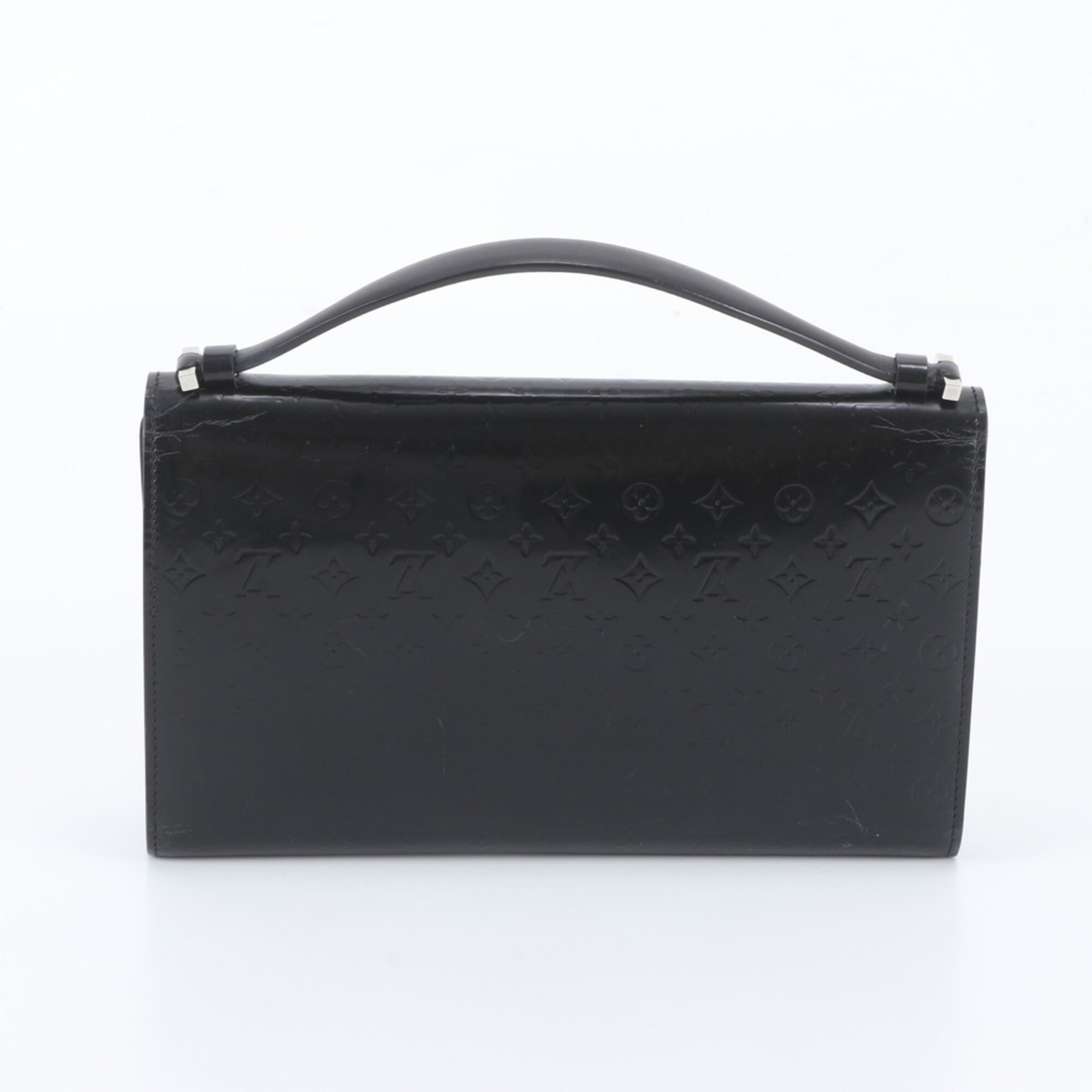 Louis Vuitton Noir Leather Clutch Bag Handbag (Pre-Owned)
