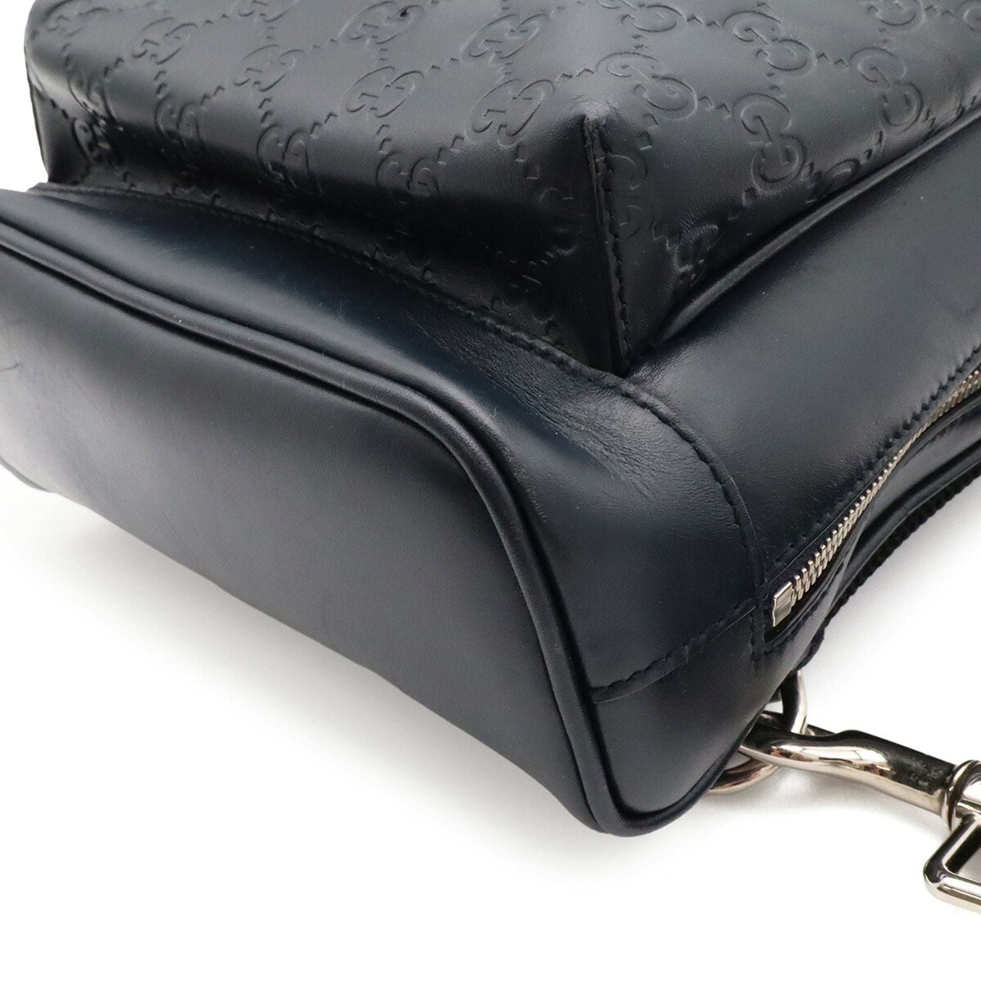 Gucci Guccissima Navy Leather Shoulder Bag Sling Bag (Pre-Owned)
