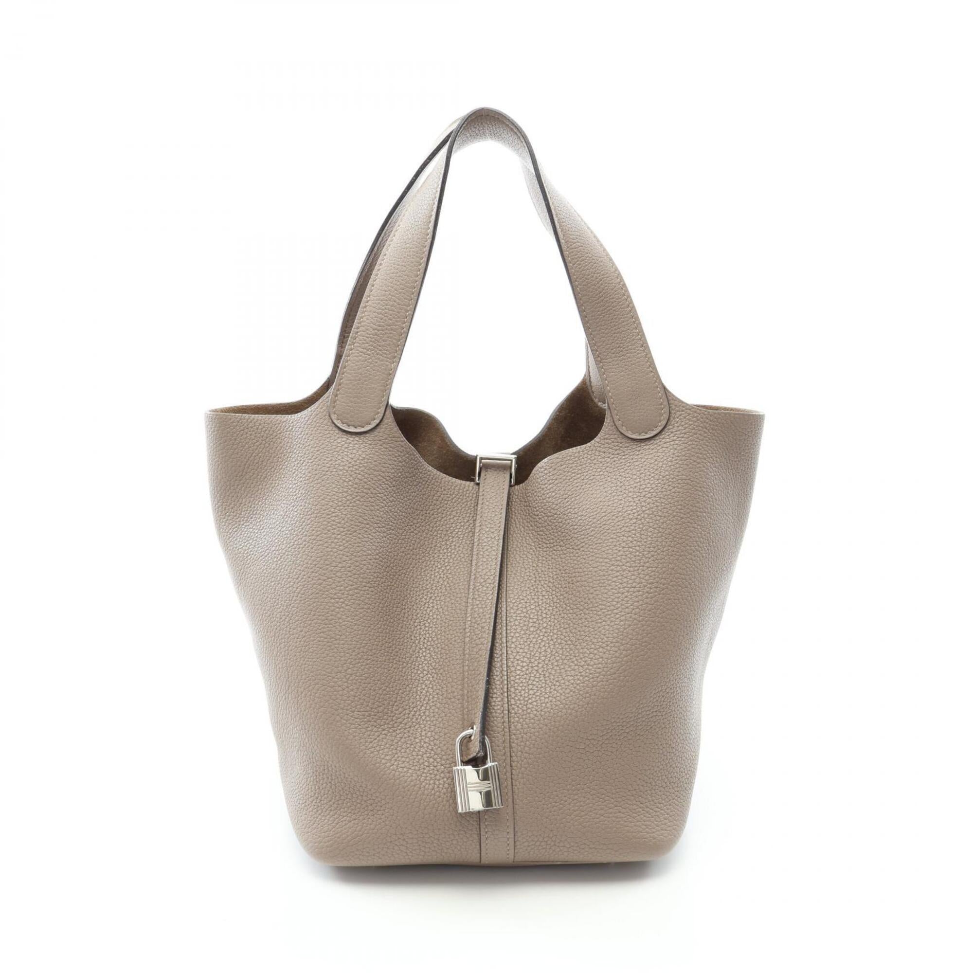 Hermes Picotin Gray Taurillon Clemence Leather Handbag (Pre-Owned)