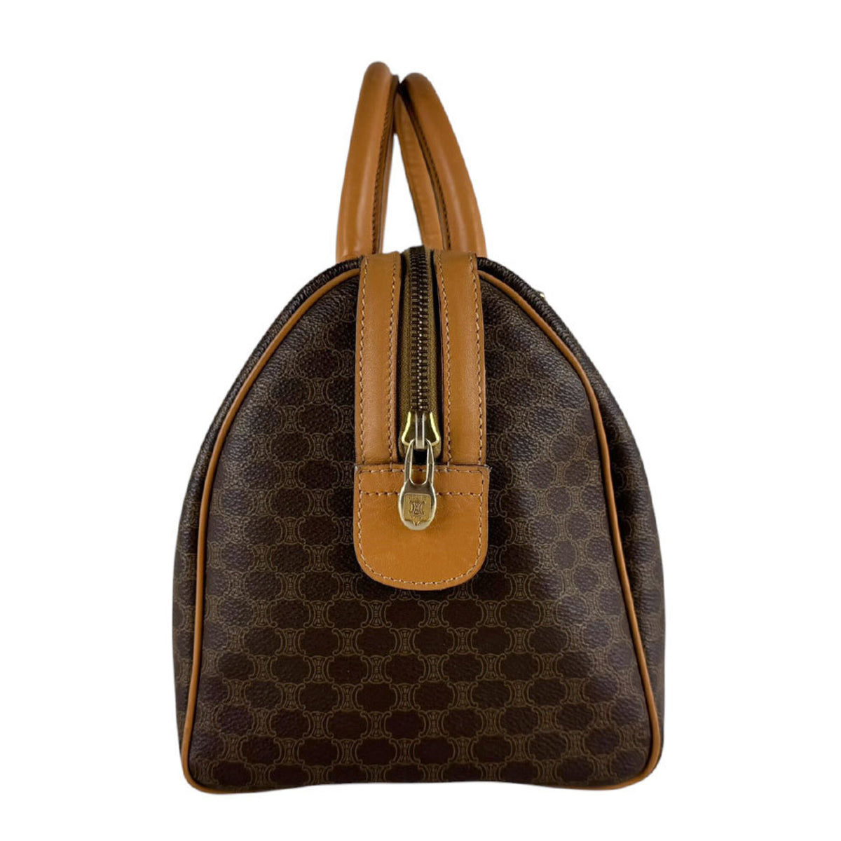Celine Brown Coated Canvas Boston Bag Handbag (Pre-Owned)