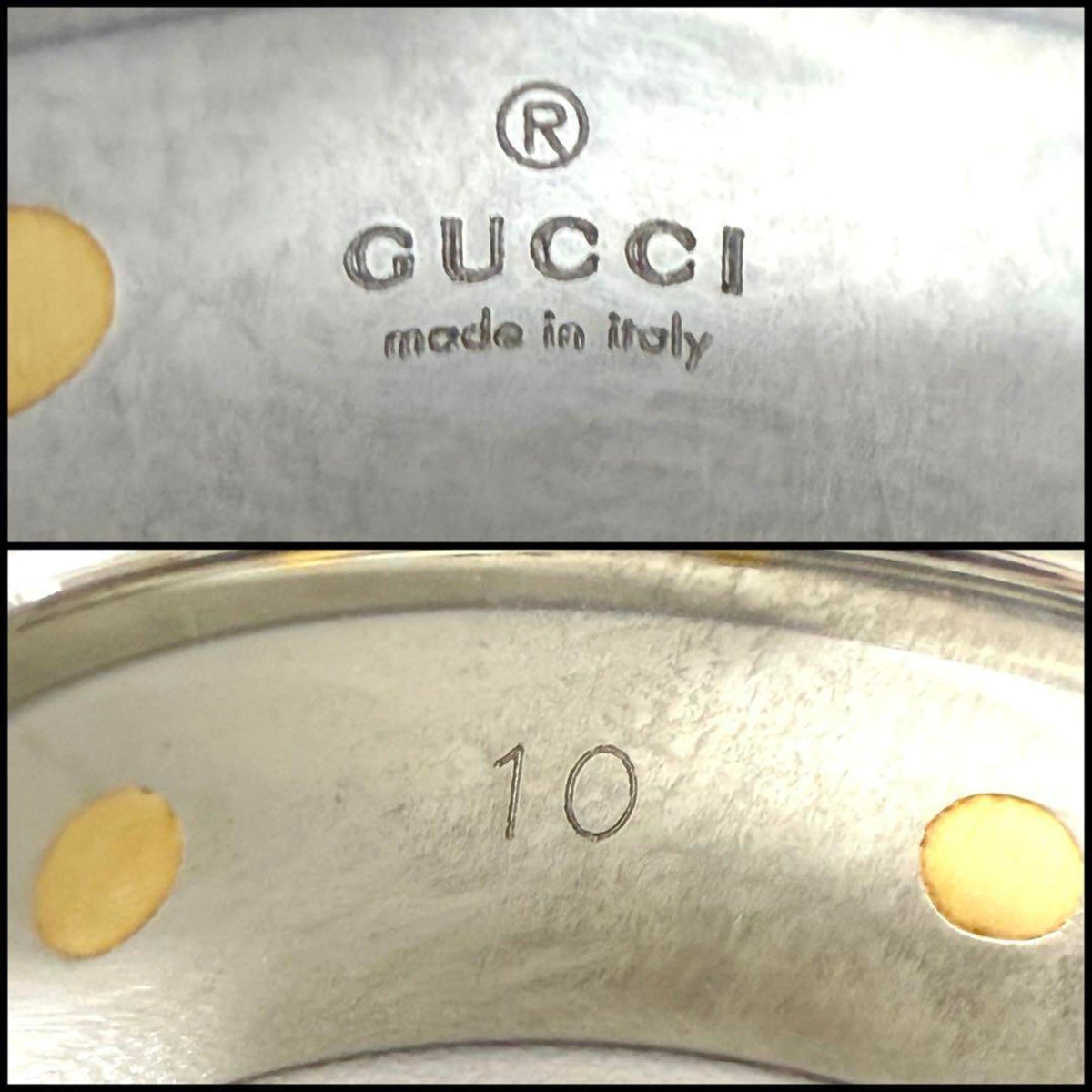 Gucci Stainless Steel Yellow Gold Band Ring (Pre-Owned)