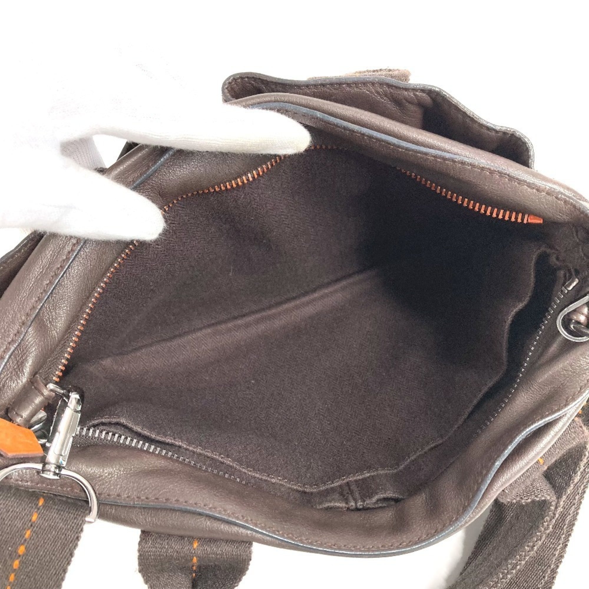 Hermes Caravan Horizontal Brown Orange Leather Handbag Shoulder Bag (Pre-Owned)