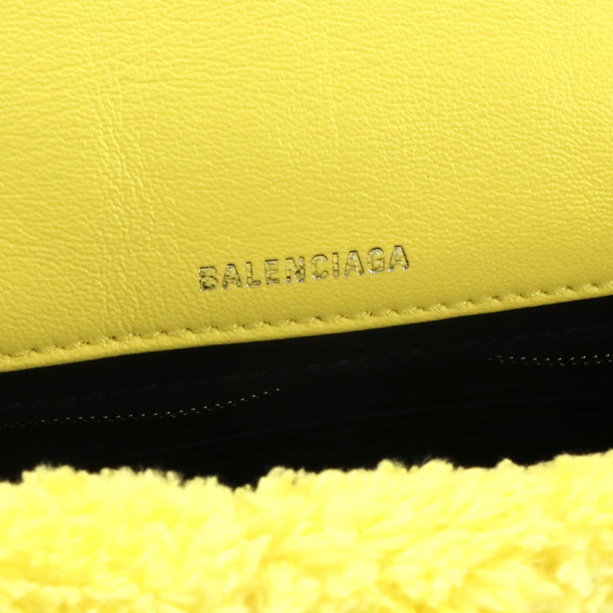 Balenciaga Yellow Pile Fabric Leather Handbag Shoulder Bag (Pre-Owned)